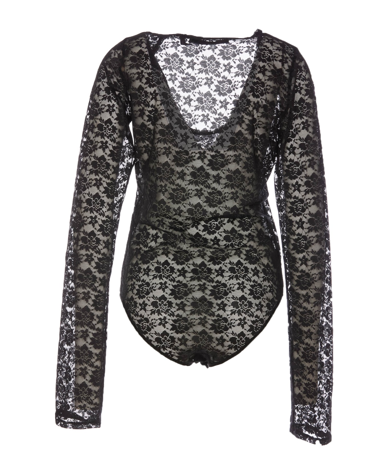 Rotate by Birger Christensen Lace Off Long Sleeves Body - Black