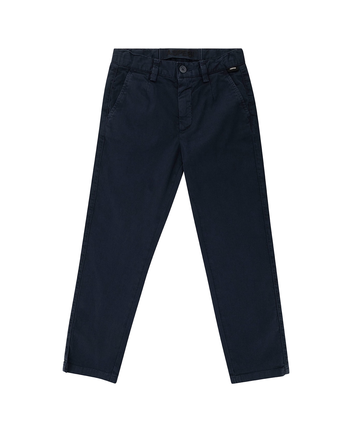 Aspesi Blue Straight Five-pocket Pants In Stretch Cotton Boy - Blu ボトムス