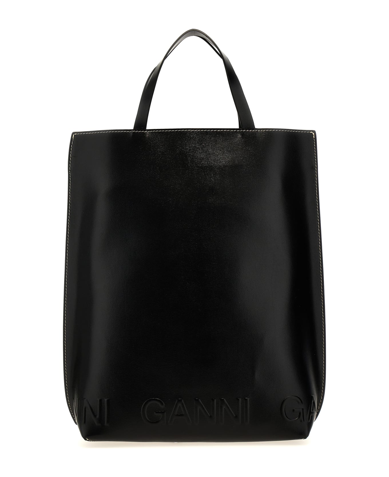 Ganni 'banner Medium' Shopping Bag - Black  