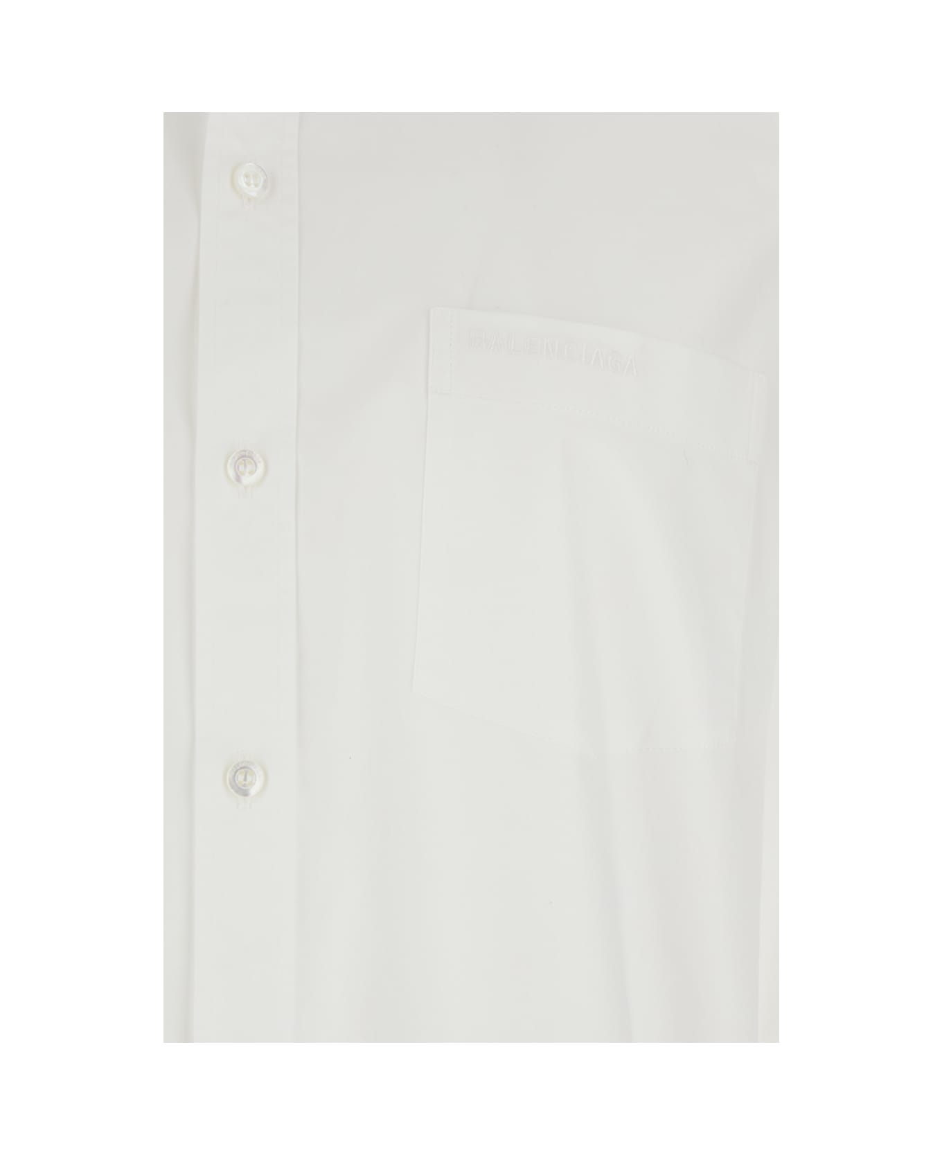Balenciaga White Shirt With Classic Collar And Knotted Cuffs In Cotton Woman - White