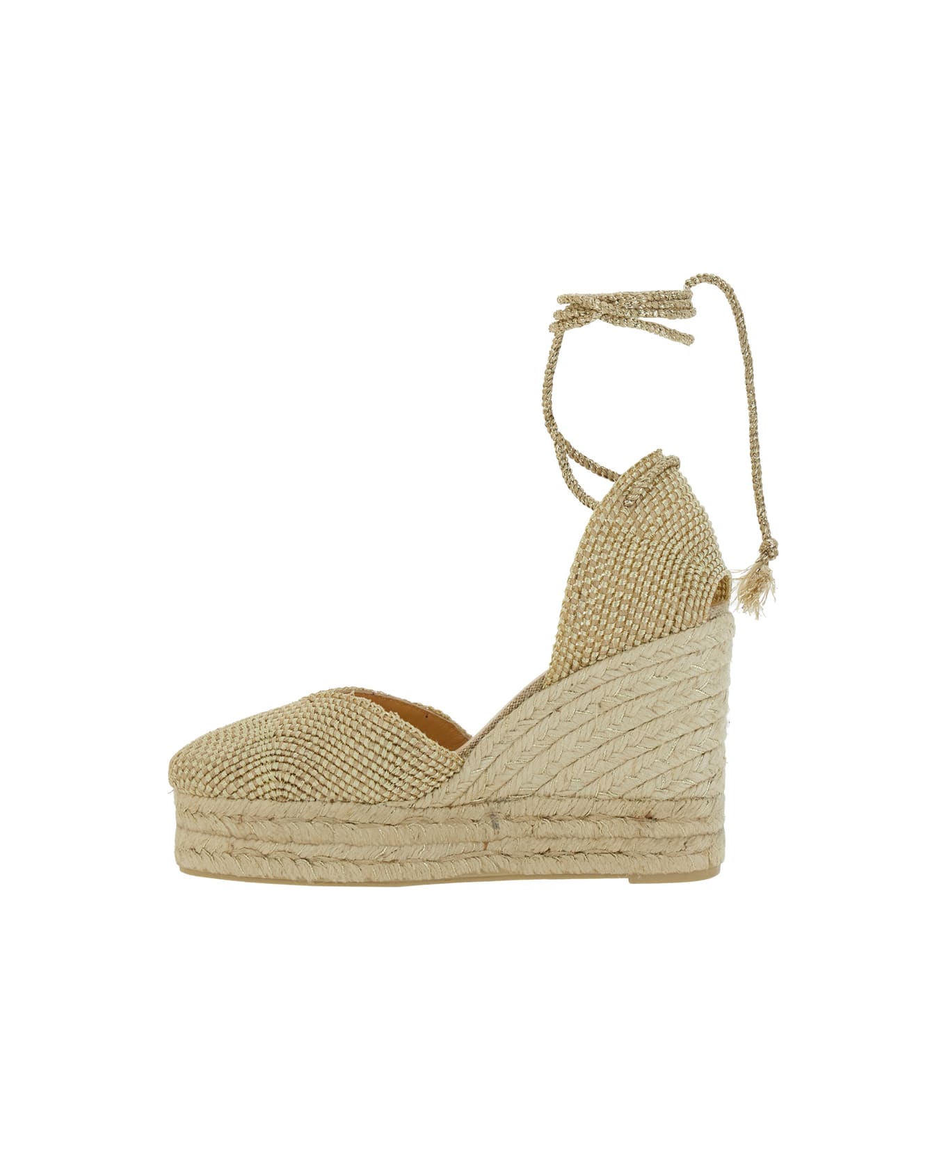 Castañer 
cora
 Beige Wedges With Lace-up Closure In Fabric Woman - Metallic