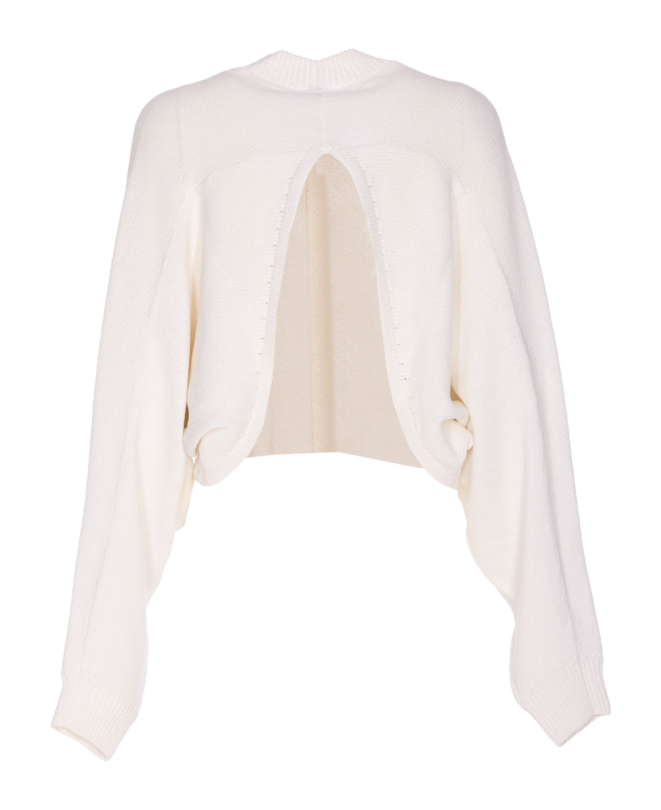 Alaia Open-back Pullover In Cotton And Linen Knit - White