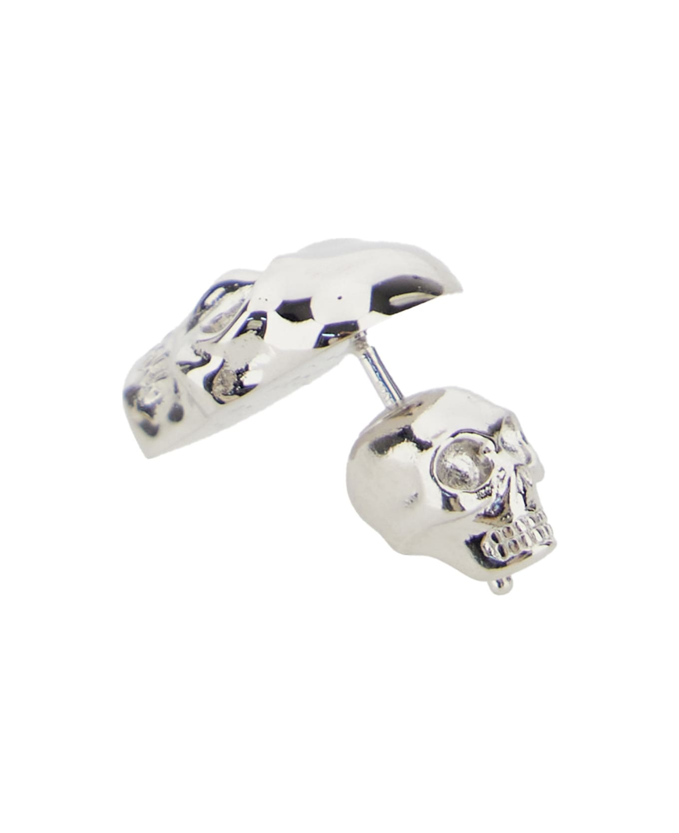 Alexander McQueen Silver Colored Earring With Skull In Polished Brass Man - Metallic