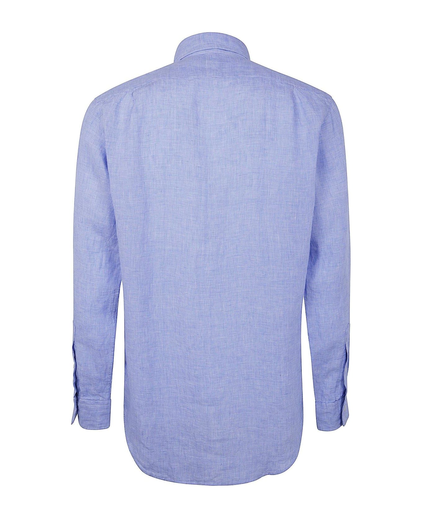 Ralph Lauren Polo Pony Embroidered Buttoned Shirt - 6555B CABANA BLUE WHITE