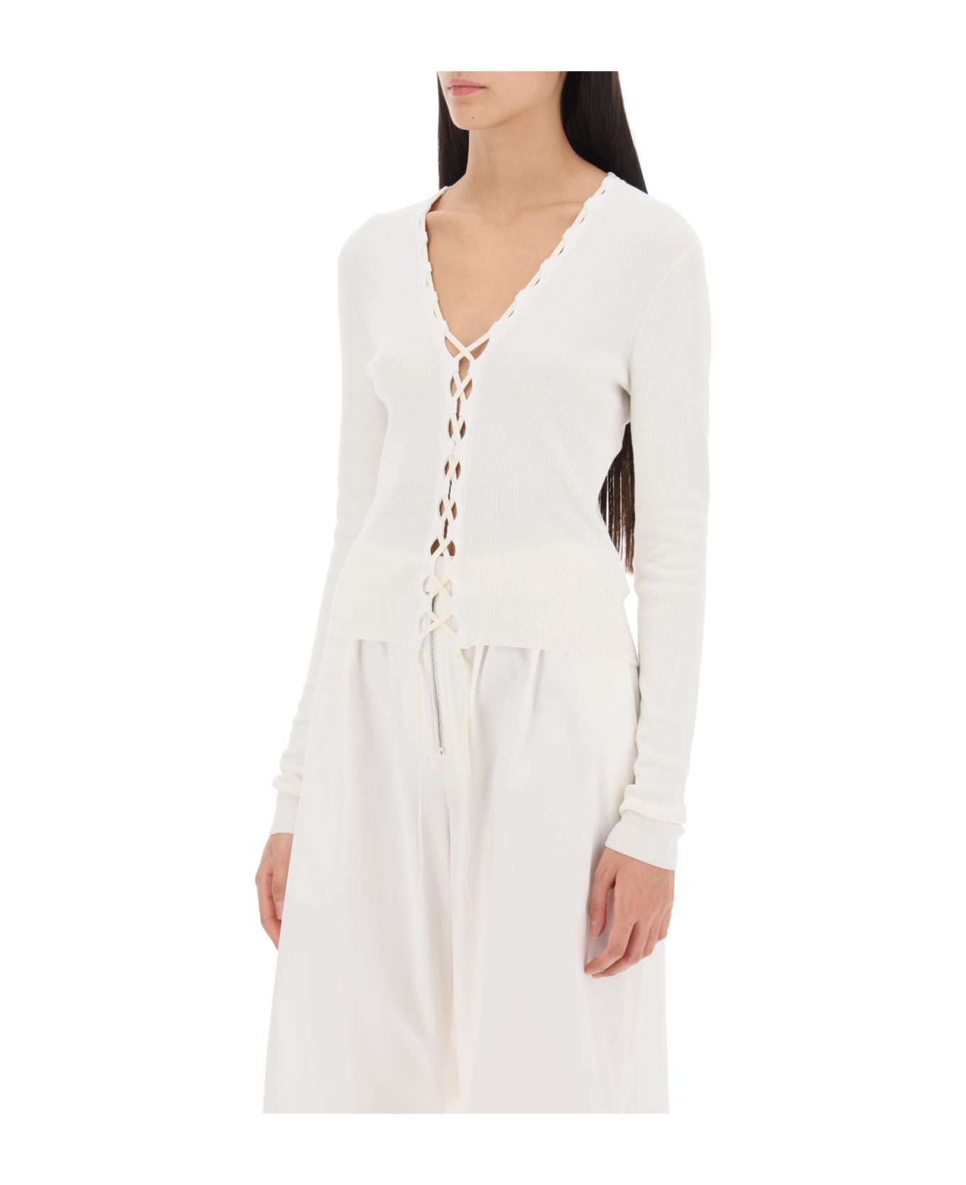 Dion Lee Lace-up Cardigan - WHITE CREAM (White)