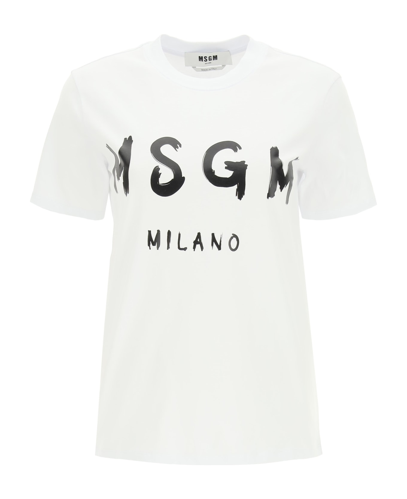 MSGM T-shirt With Brushed Logo - Bianco