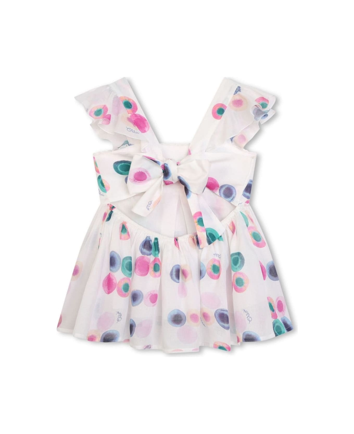 Chloé Multicolor Polka Dots Dress In Cotton Girl - Multicolor