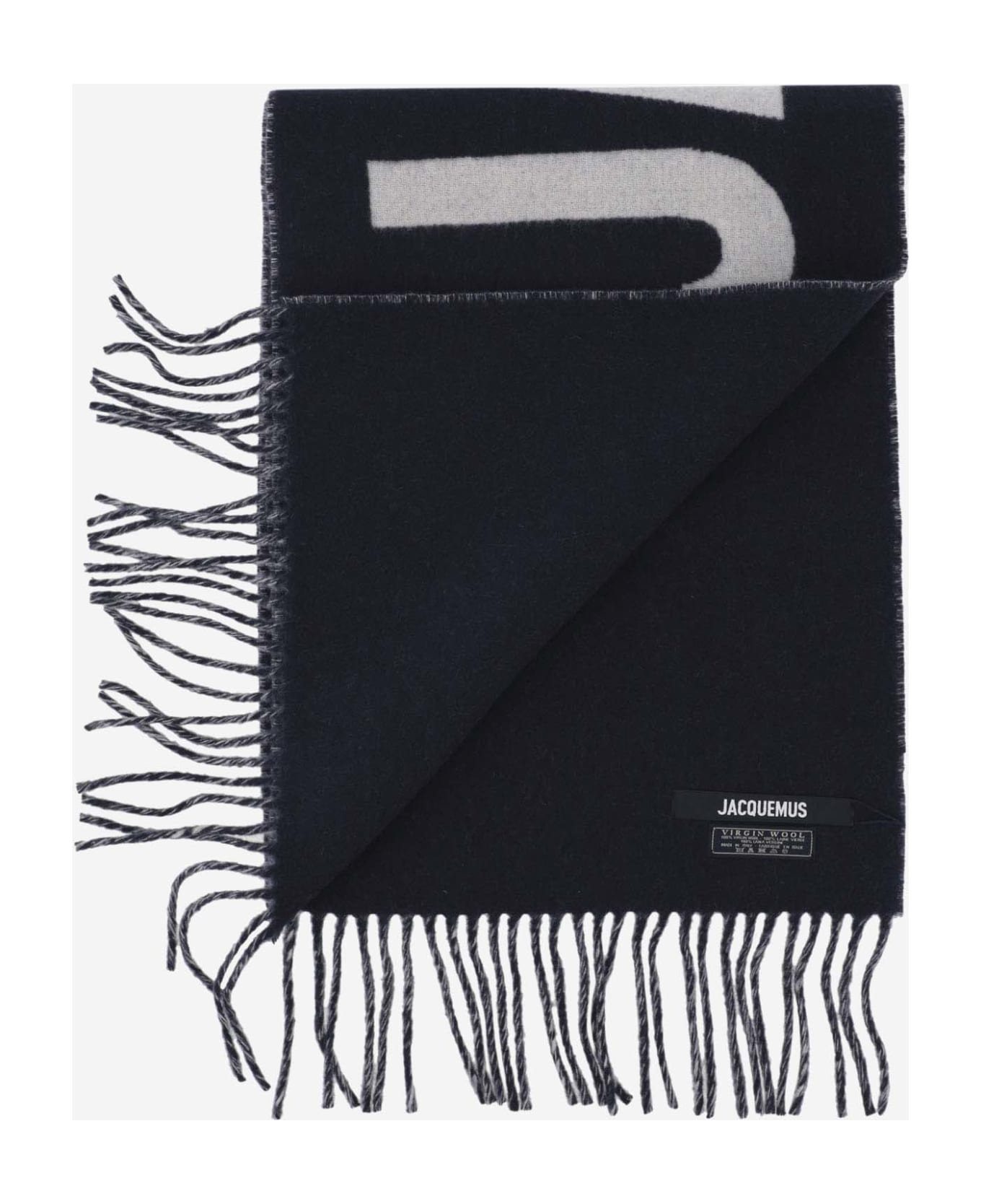 Jacquemus Wool Scarf With Logo - Blue