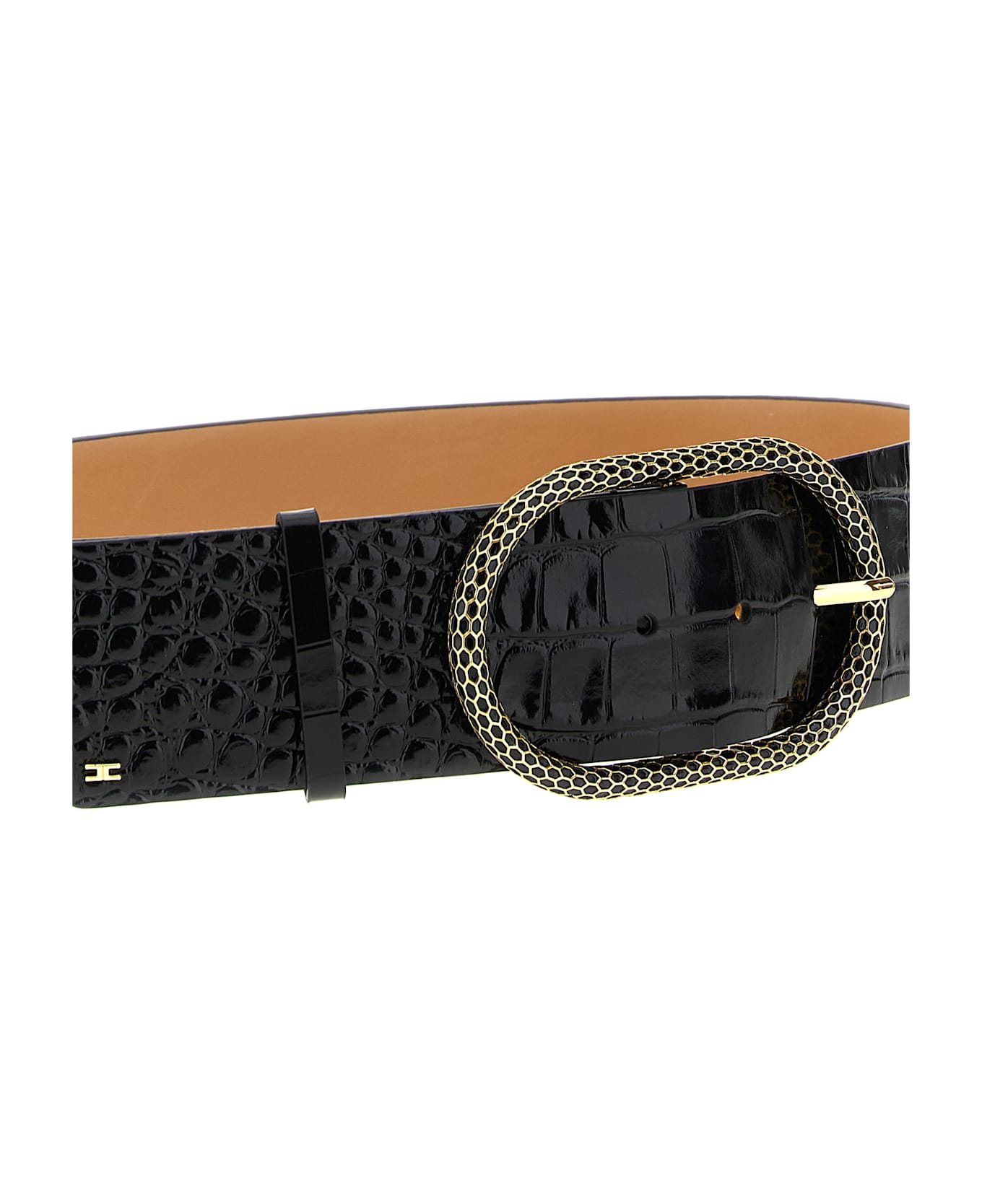 Elisabetta Franchi Snake Buckle Belt - Black