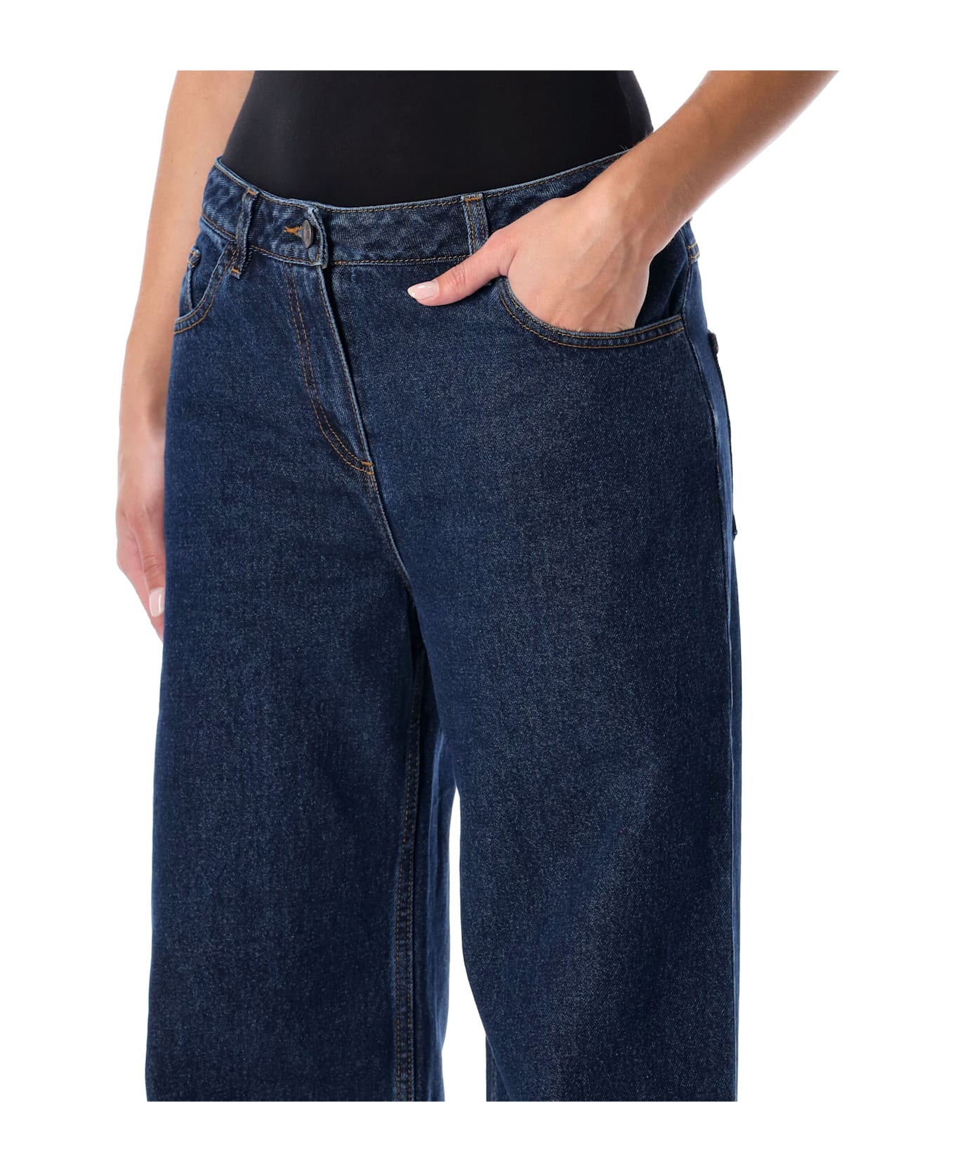 Magda Butrym Loose-leg Faded Denim Pants - NAVY