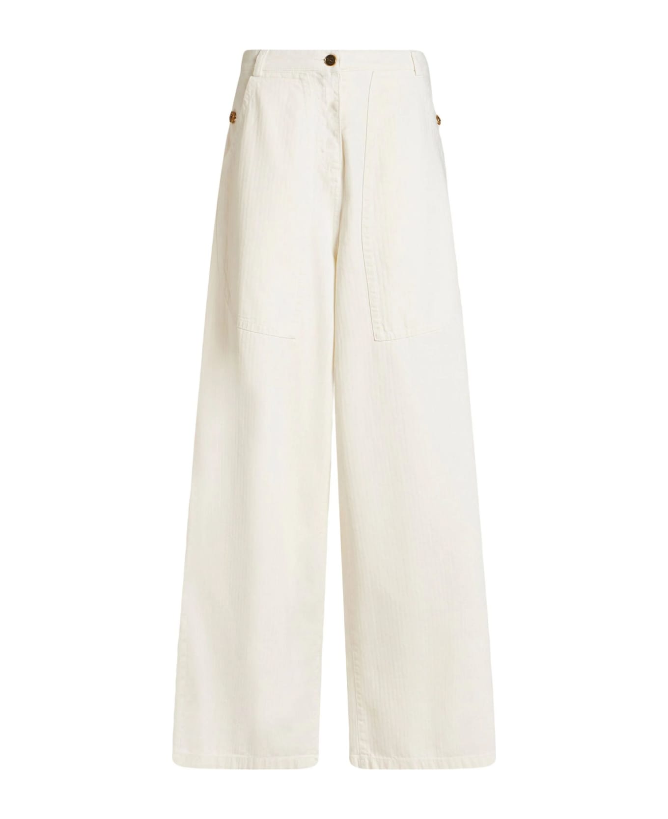 Etro White Cotton Denim Jeans - White