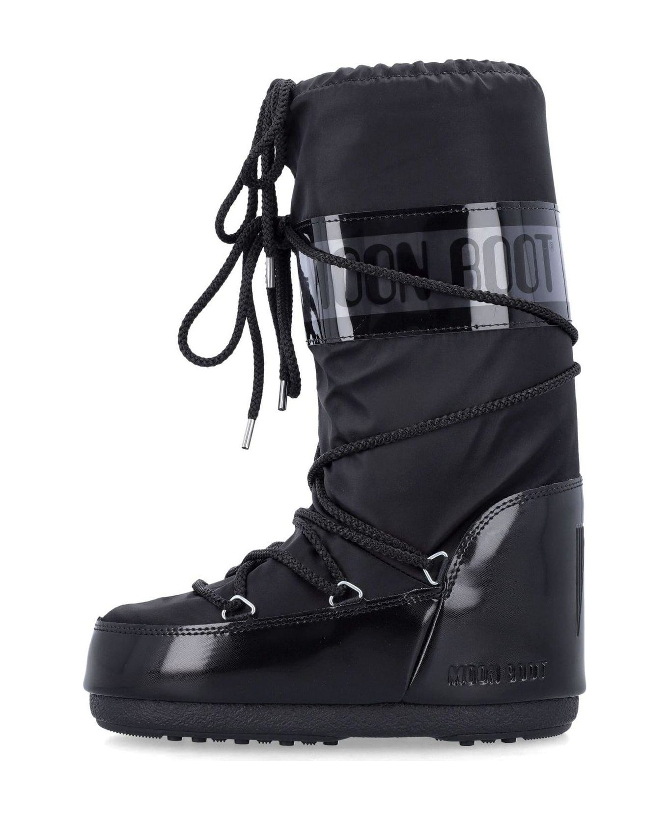 Moon Boot Icon Glance Satin Lace-up Snow Boots - Black