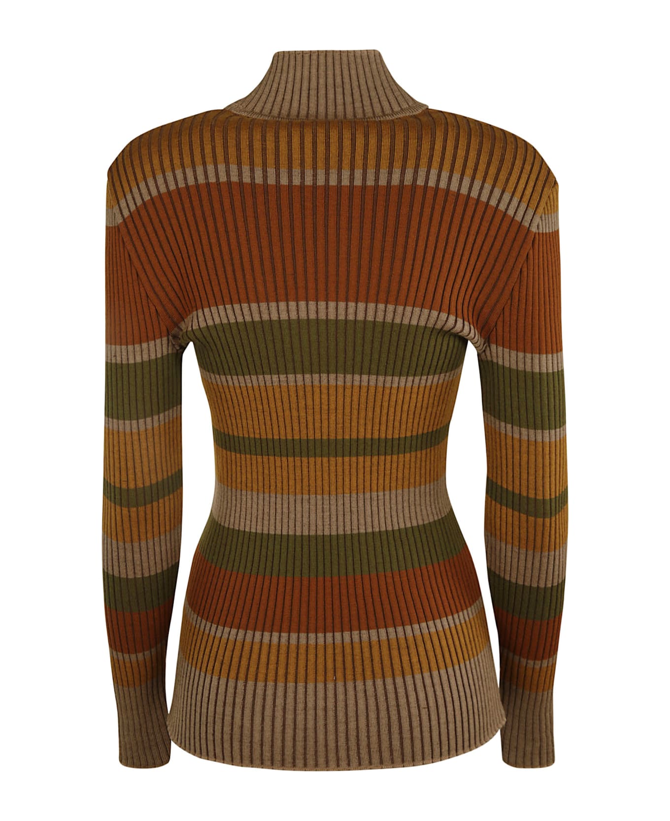 Alberta Ferretti Stripe Patterned Knit Sweater Alberta Ferretti - BROWN ニットウェア