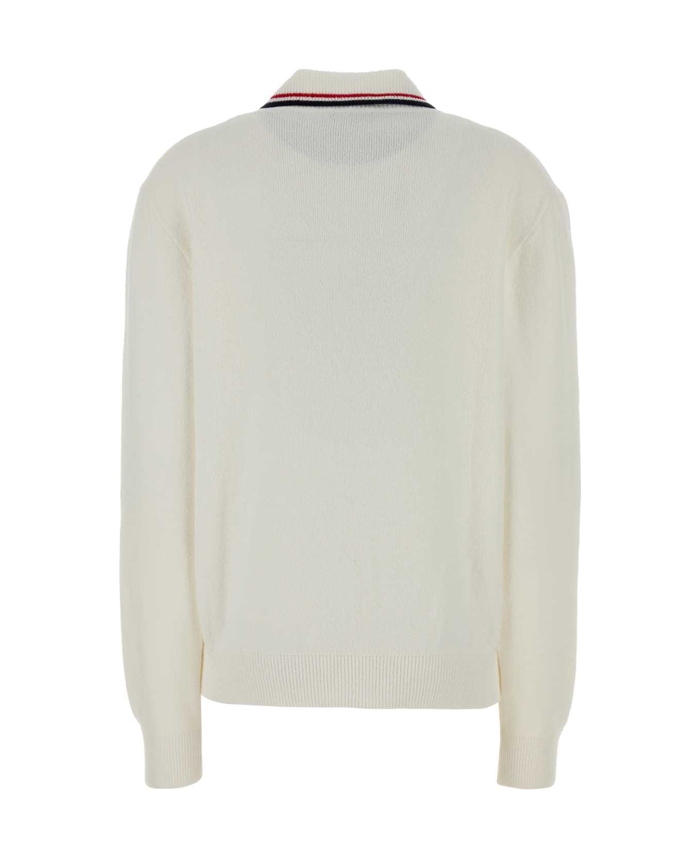 Miu Miu White Stretch Cotton Blend Cardigan - BIANCO