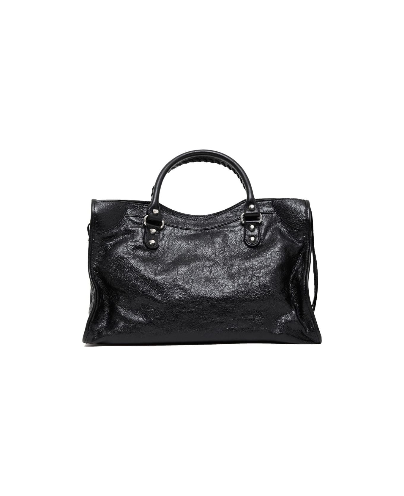 Balenciaga City Medium Leather Handbag - Black