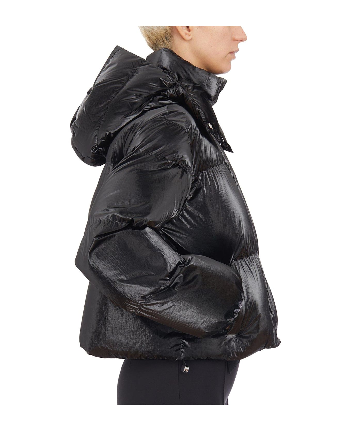 Elisabetta Franchi Metallic Cropped Down Jacket Elisabetta Franchi - BLACK