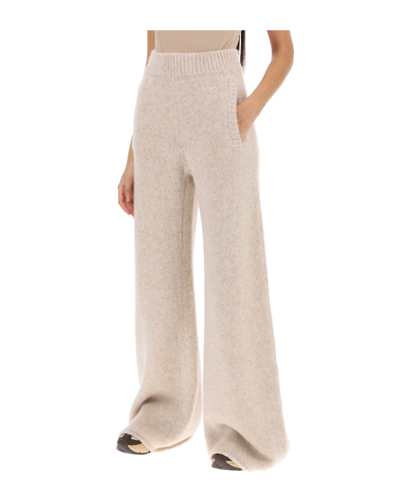 Dolce & Gabbana Llama Knit Flared Pants - CORDA SCURO (Beige)