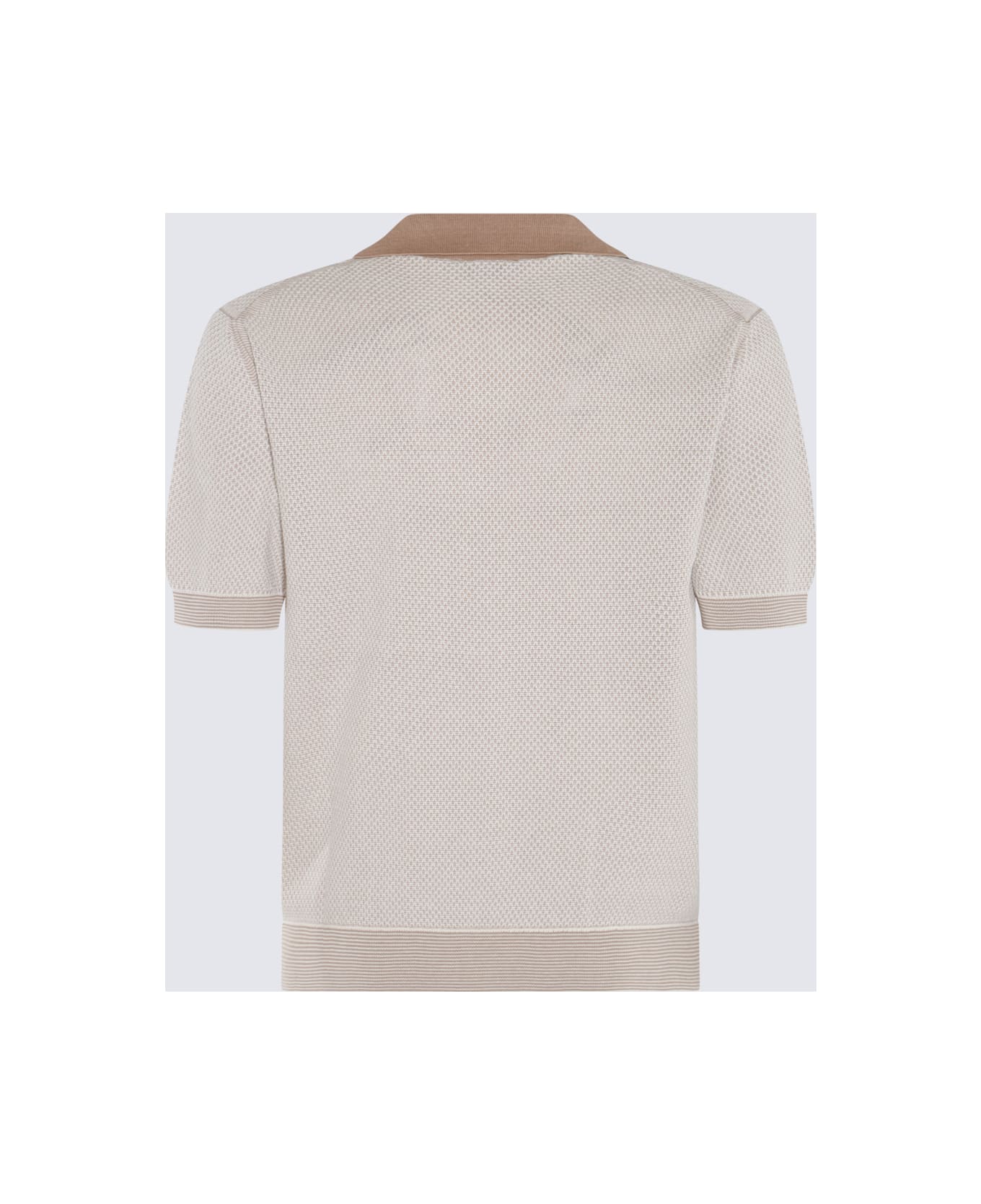 Piacenza Cashmere Beige Cotton-silk Blend Polo Shirt - White