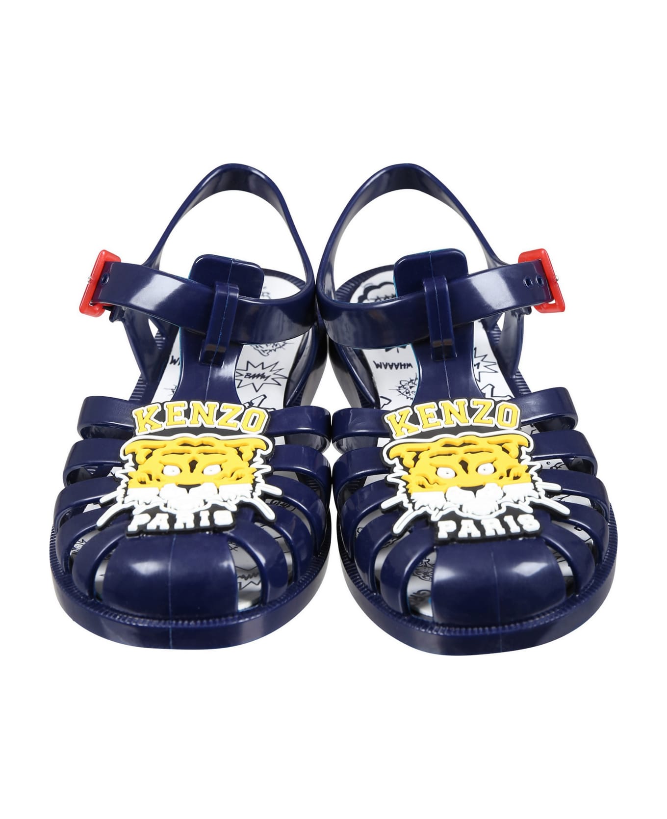 Kenzo Kids Blue Sandals For Boy With Tiger - Blue