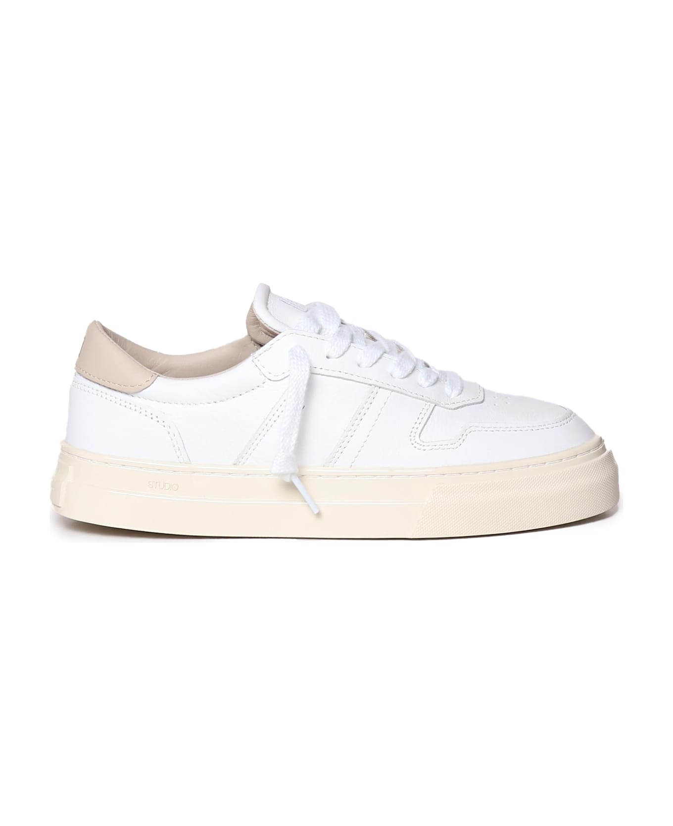 D.A.T.E. Leather And Rubber Sneakers - WHITE, beige