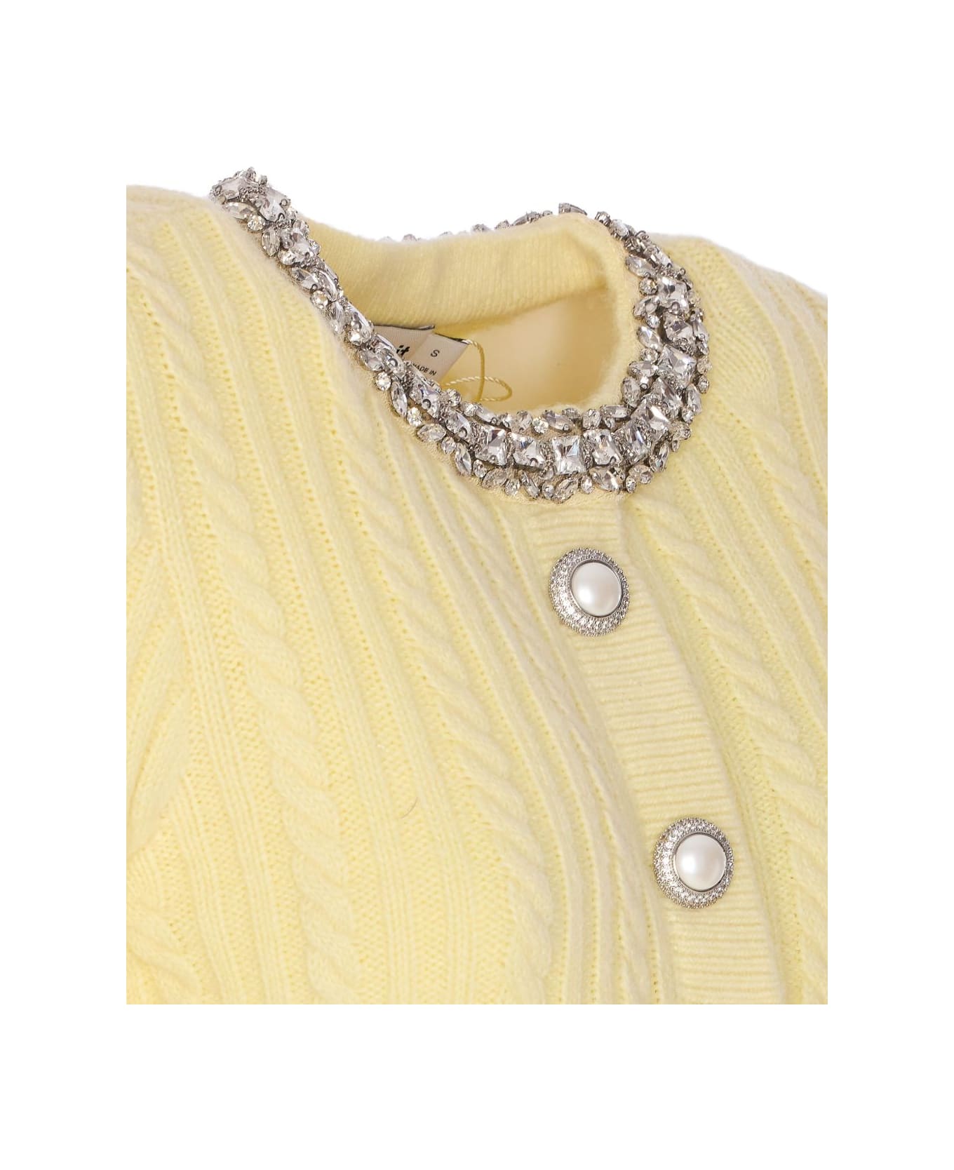 self-portrait Crewneck Cardigan - Yellow