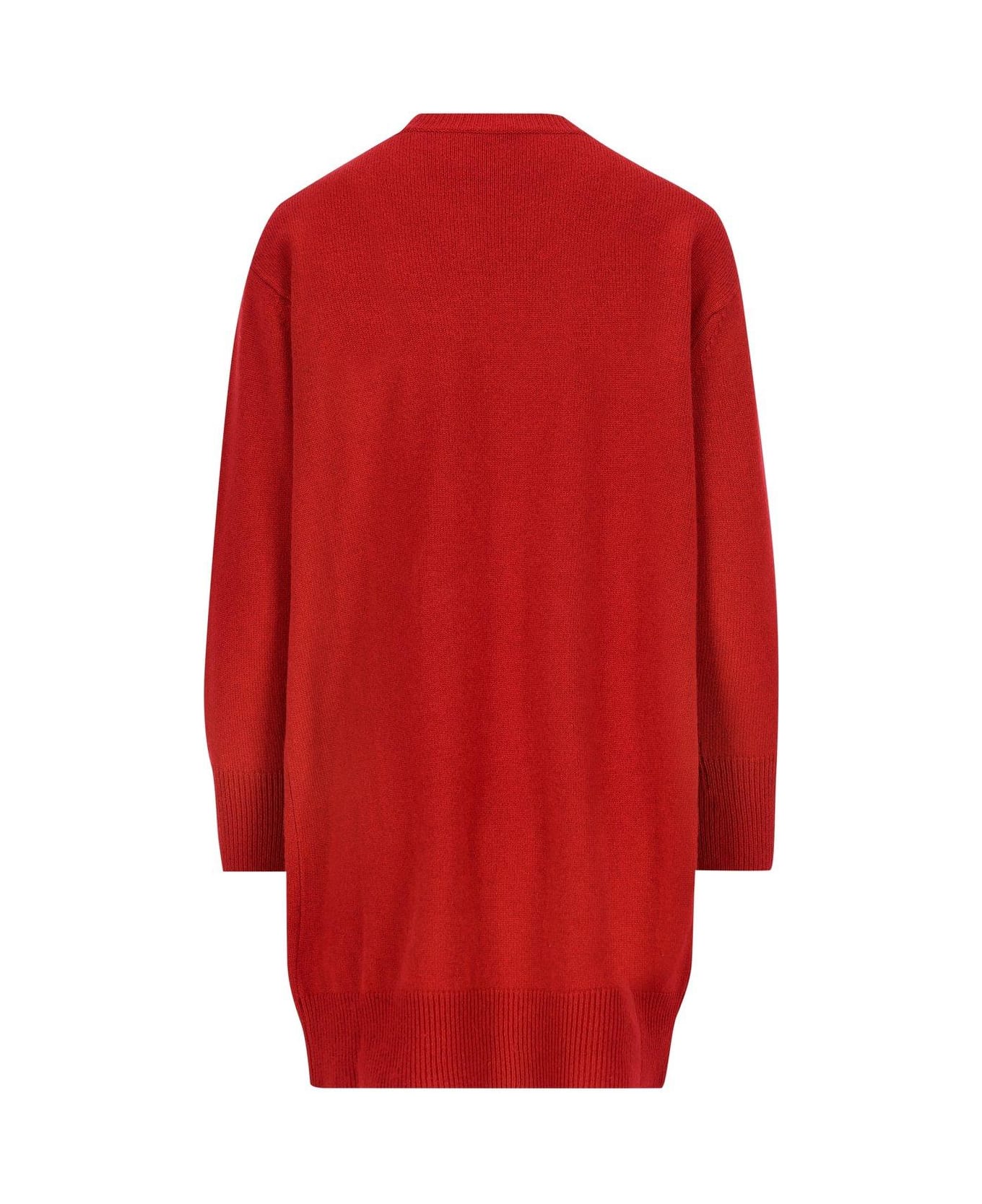 Max Mara Embellished Crewneck Long-sleeved Dress - Rosso