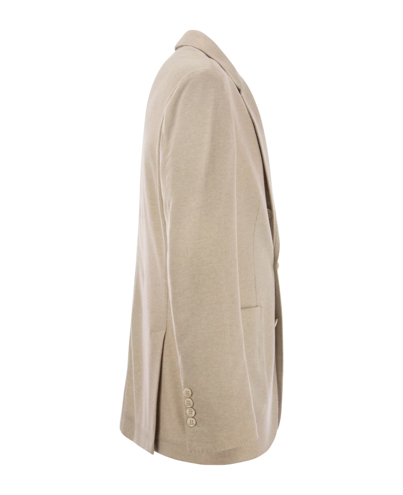 Brunello Cucinelli Cashmere Jersey Blazer With Patch Pockets - SABBIA