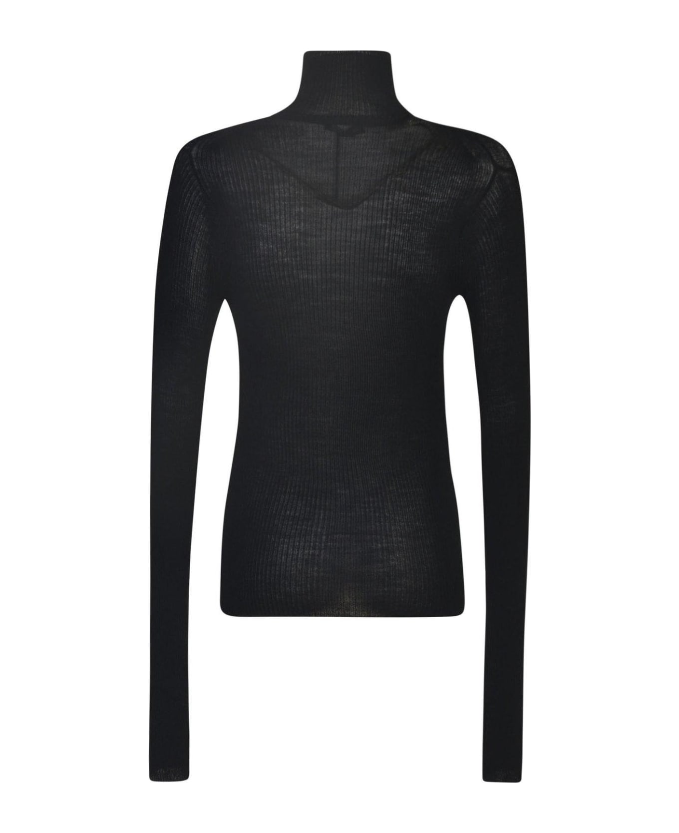 Ann Demeulemeester High-neck Ribbed Sweater - BLACK