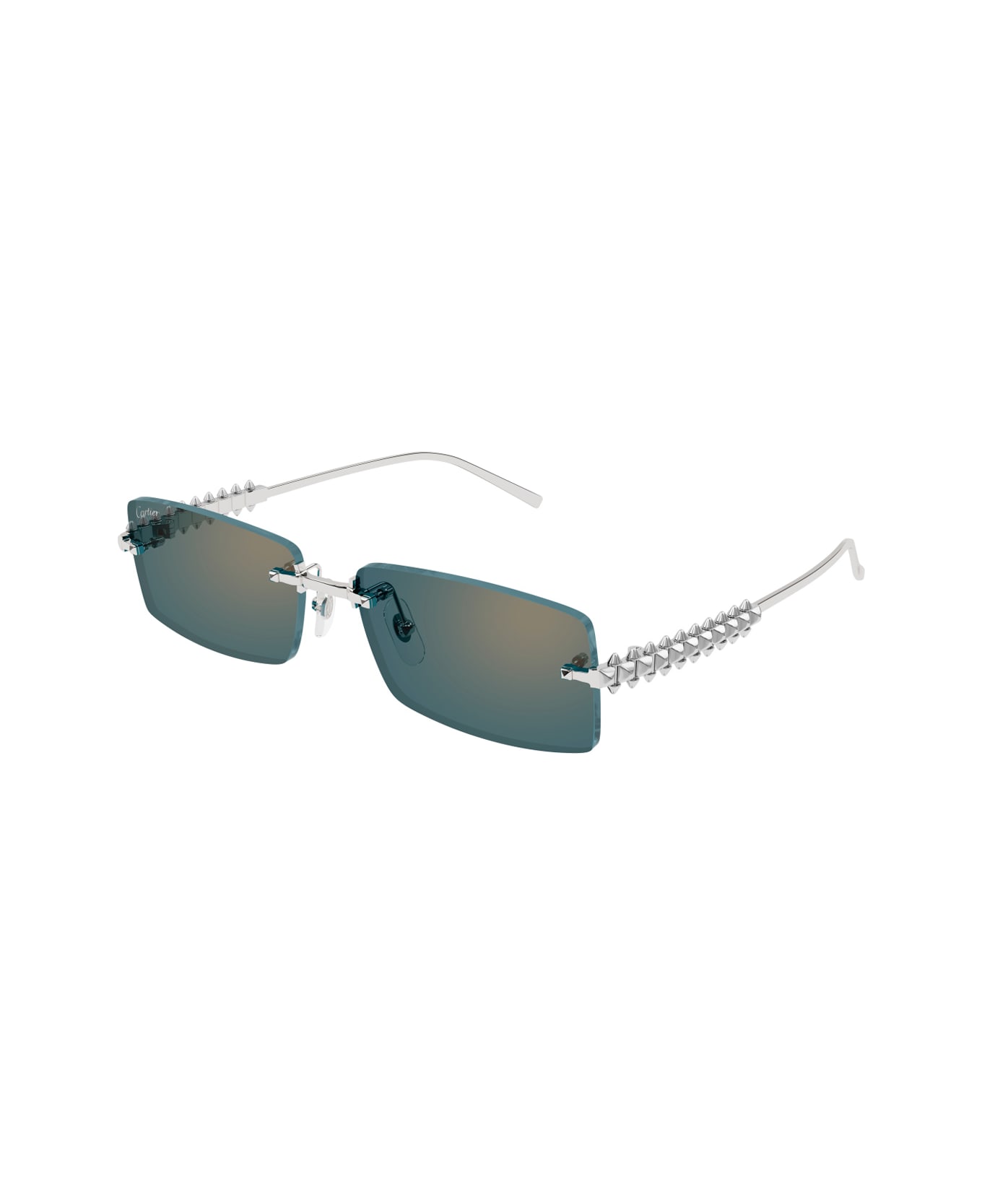 Cartier Eyewear Cartier Ct0604s Clash De Cartier 005 Silver Green Sunglasses - Argento