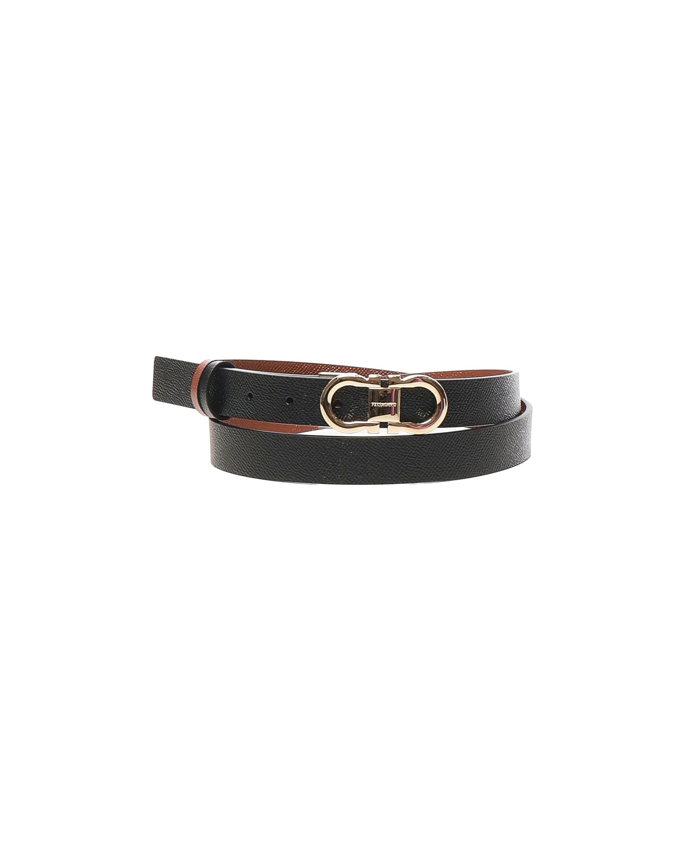 Ferragamo Gancini Adjustable And Reversible Belt - Black