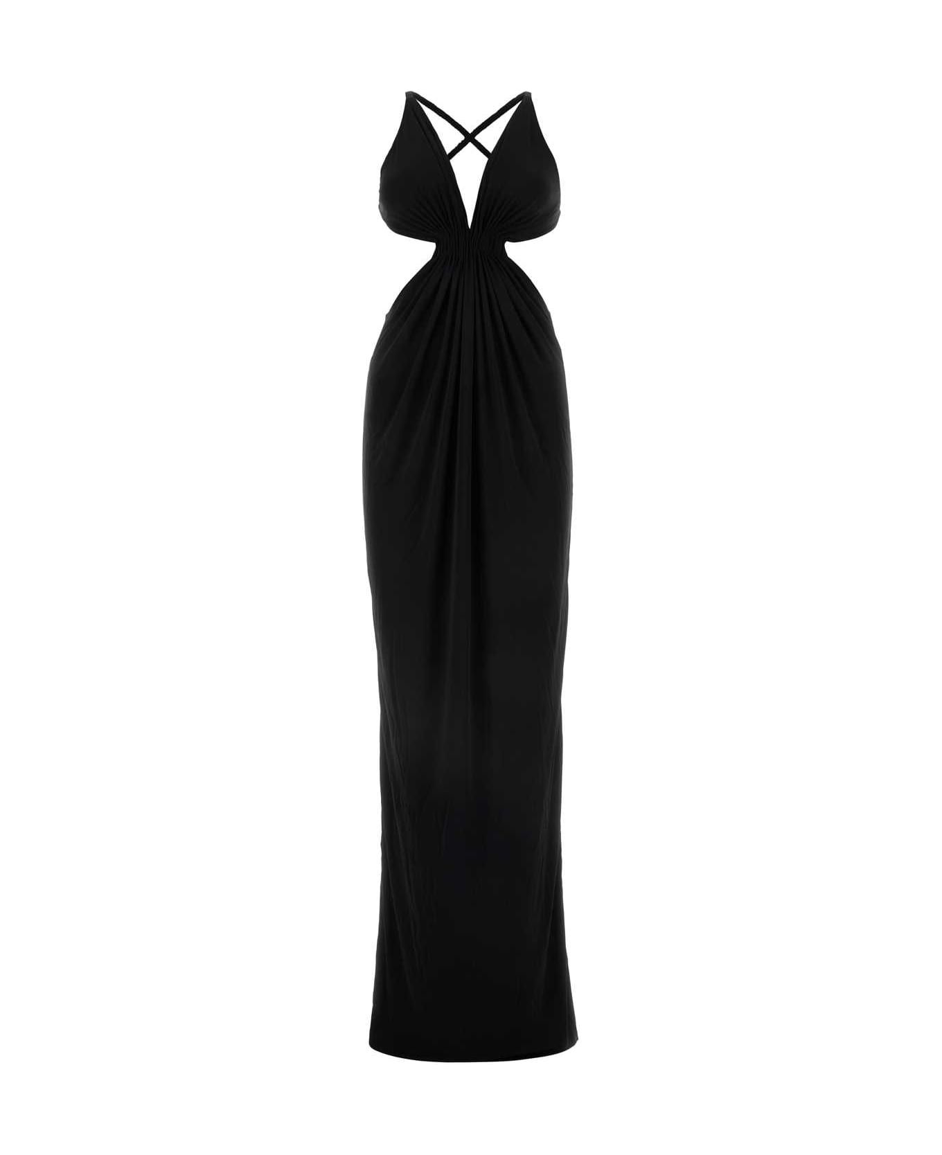 Saint Laurent Black Crepe Long Dress - NOIR
