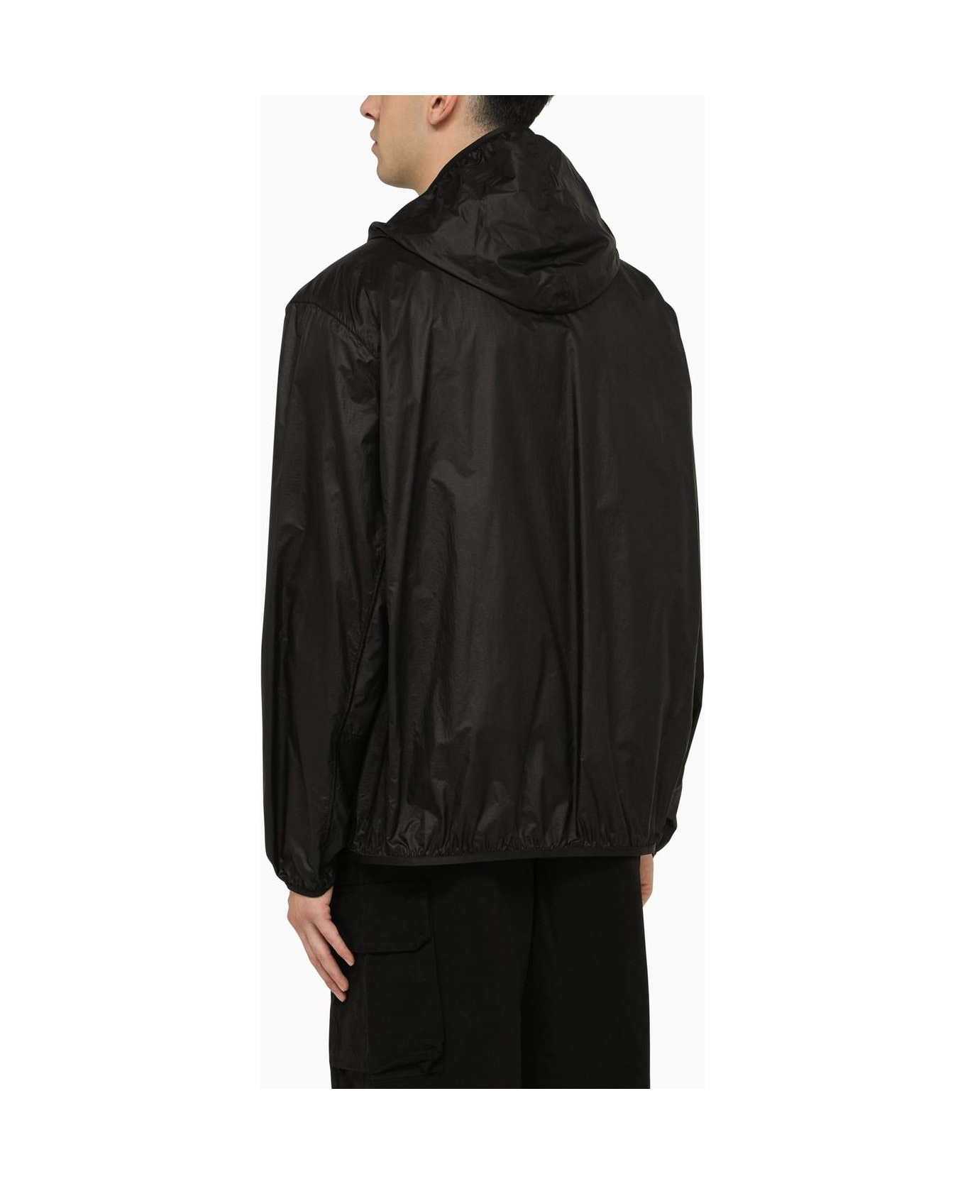 Moncler Lightweight Black Nylon Jacket With Logo - Black