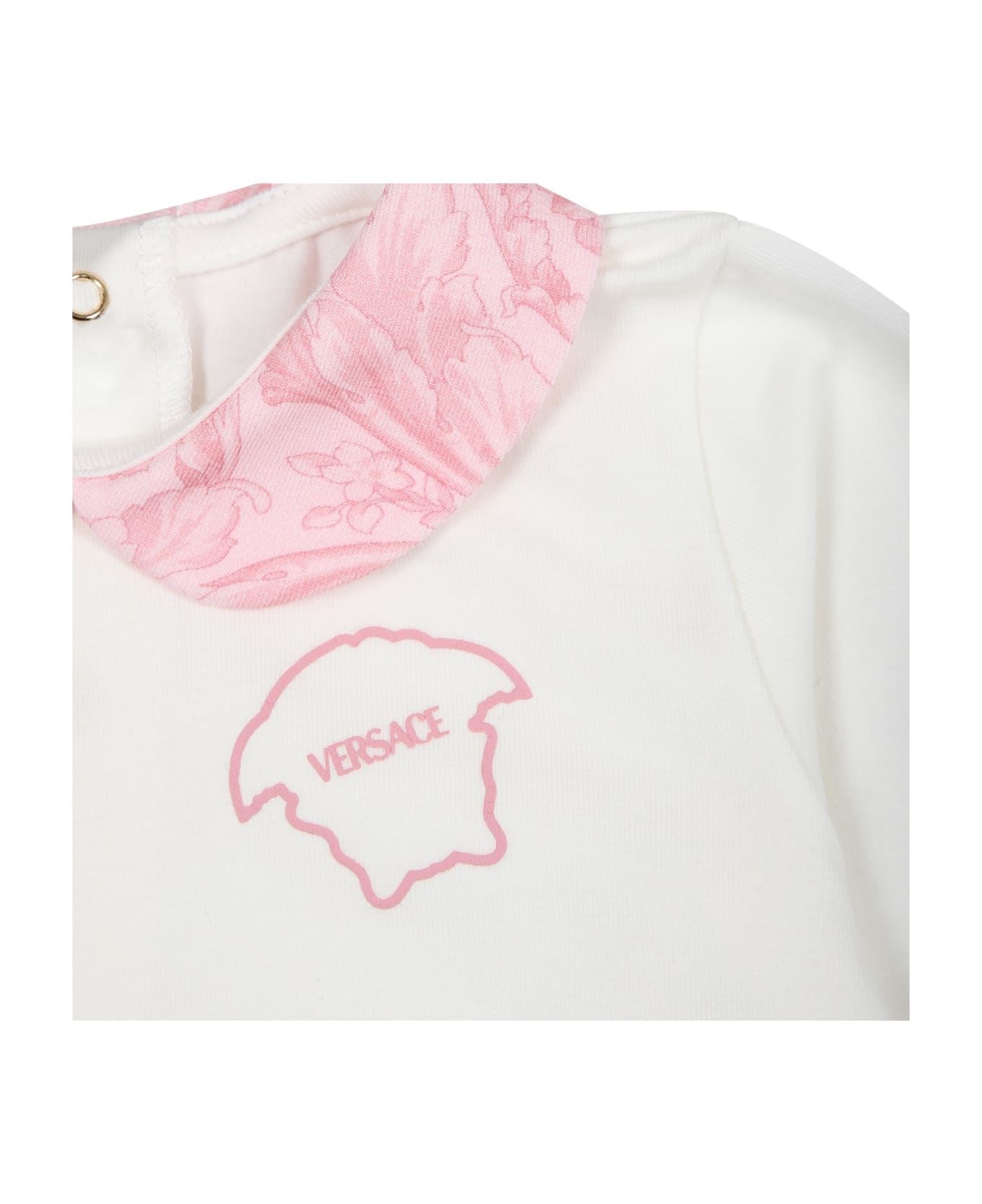 Versace Pink Baby Jumpsuit With Baroque Print - Pink