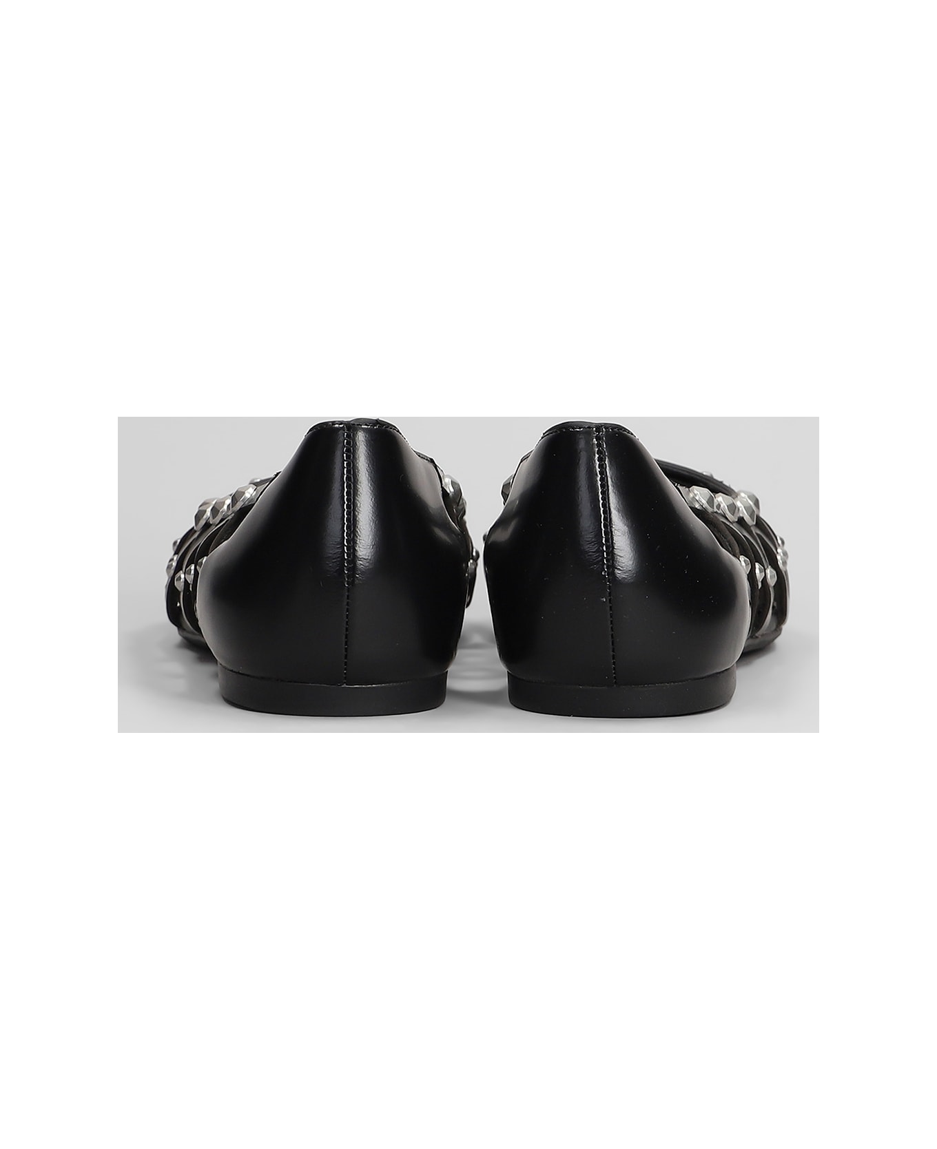 Ash Bazaar Bis Ballet Flats In Black Leather - black