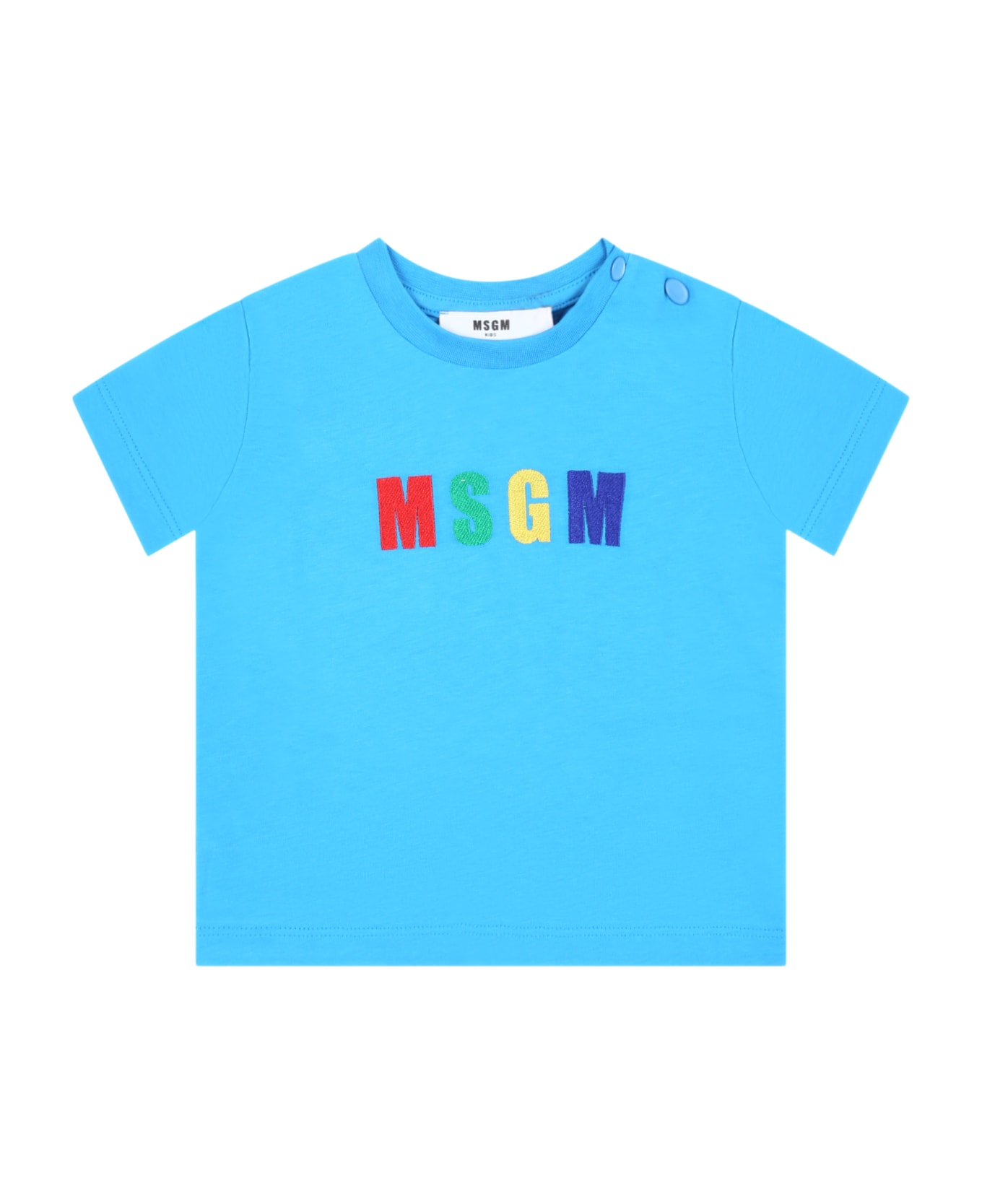 MSGM Light-blue T-shirt For Baby Boy With Logo - Light Blue