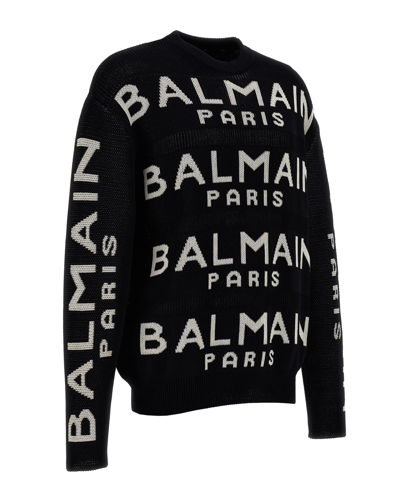 Balmain All-over Logo Sweater - White/Black