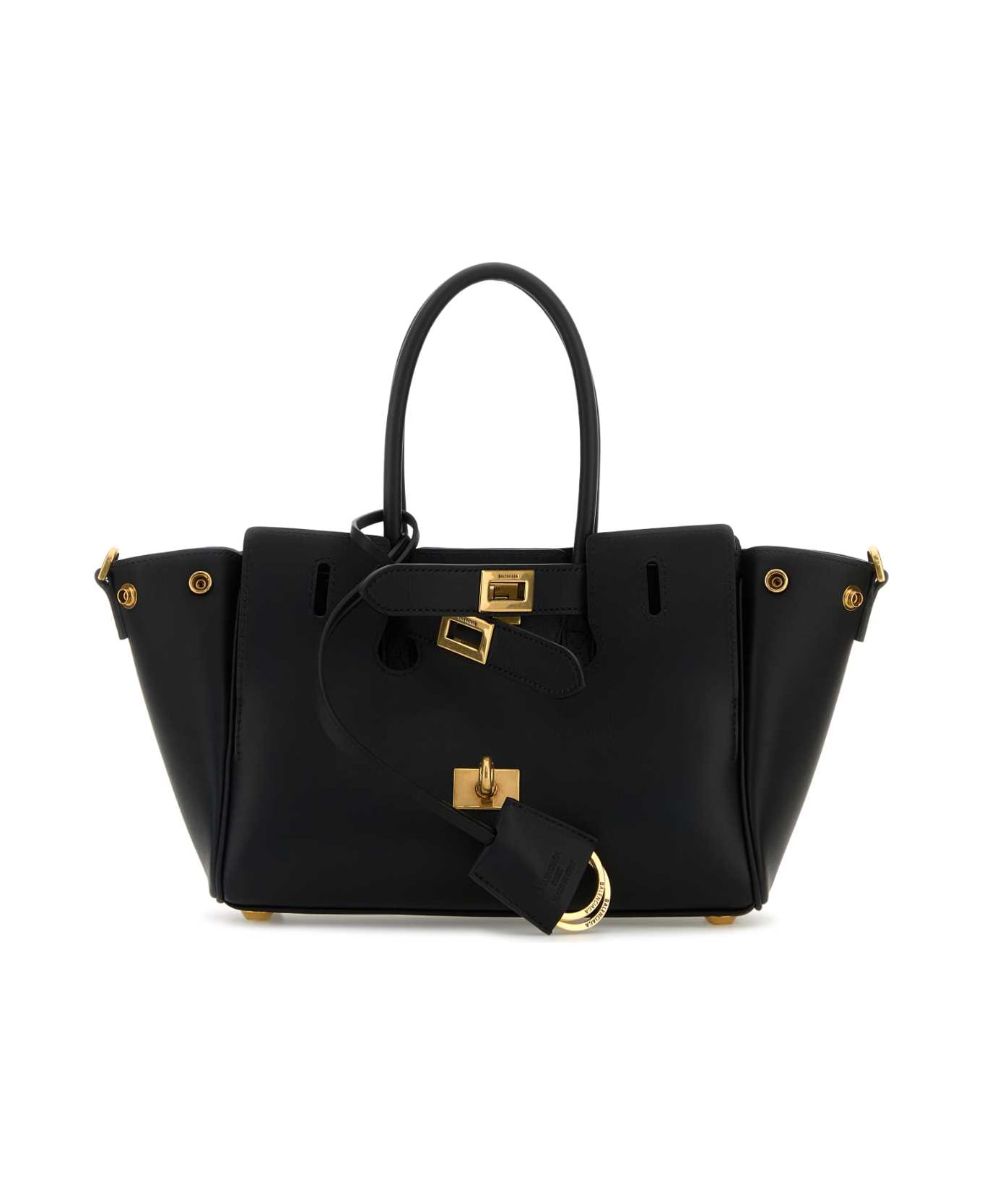 Balenciaga Black Leather Carry All Bel Air Shopping Bag - Black
