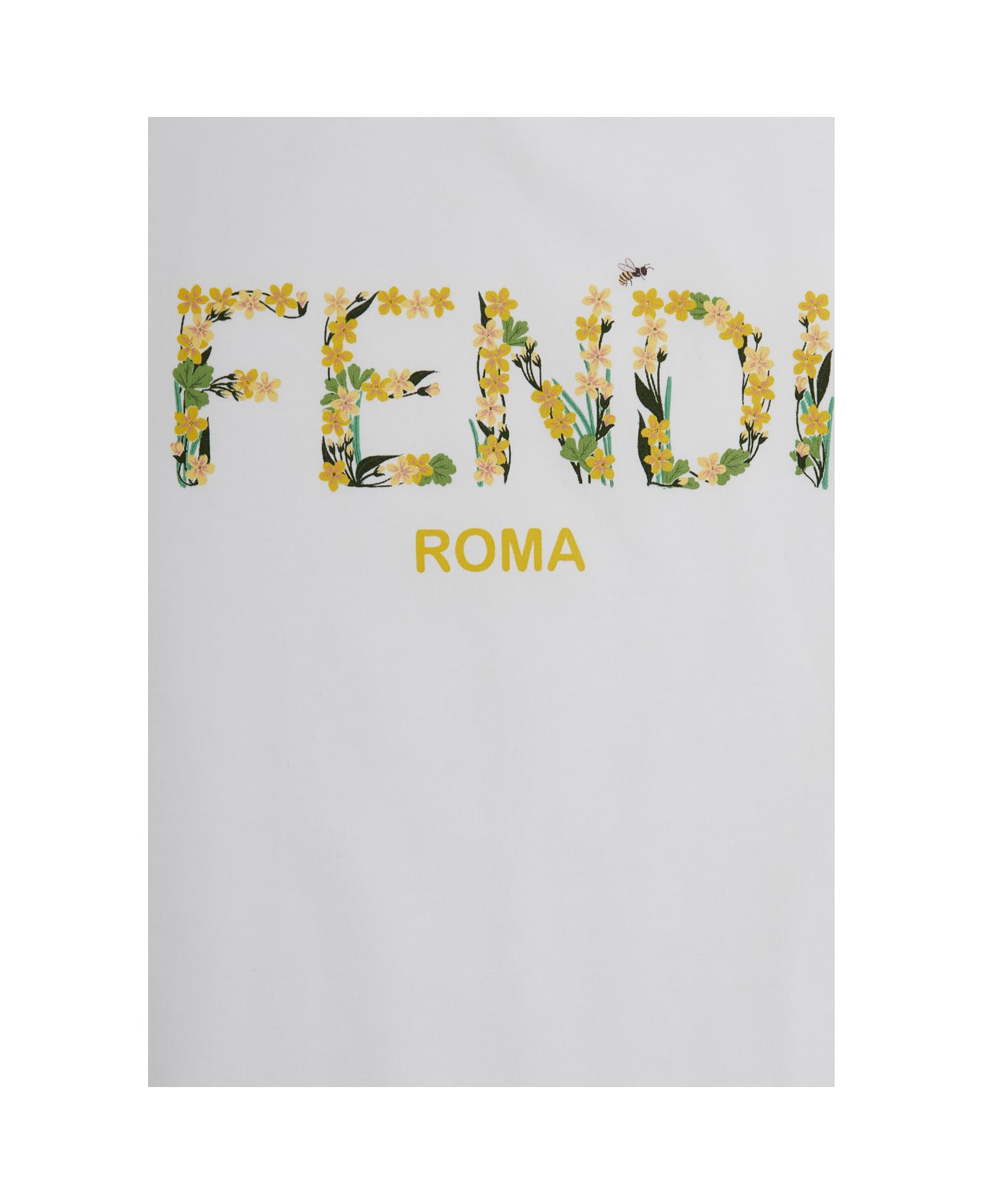 Fendi White Crewneck T-shirt With Logo Lettering On The Front In Cotton Jersrey Girl - White