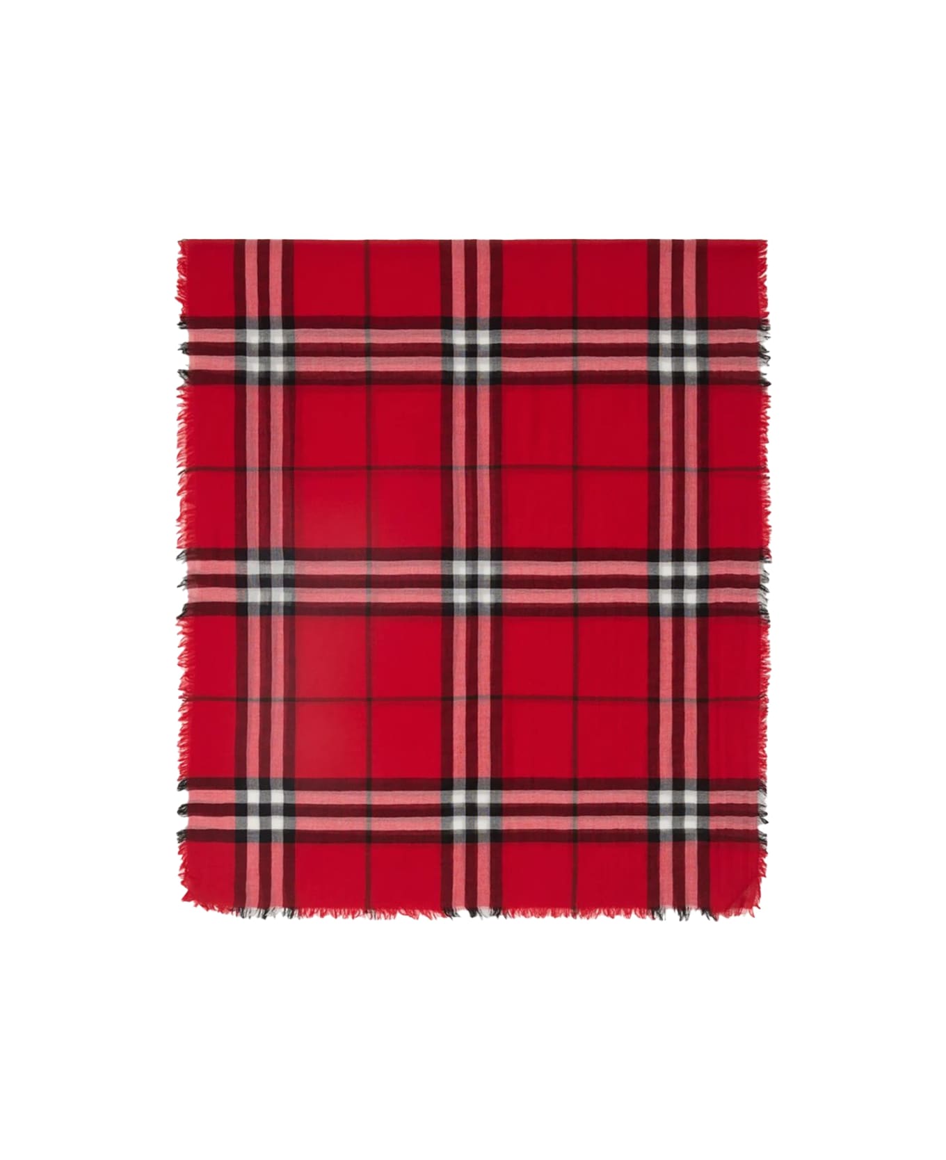 Burberry 
check
 Wool Scarf - Red