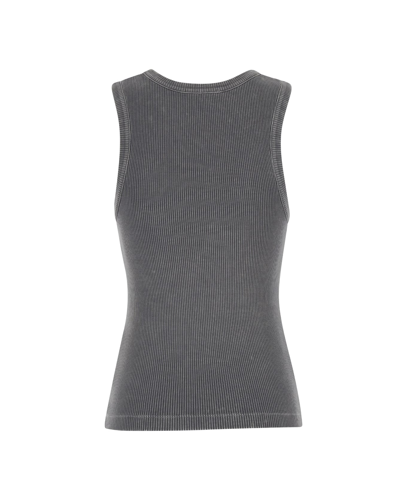AGOLDE Grey Ribbed Tank Top In Cotton Blend Woman - Grey