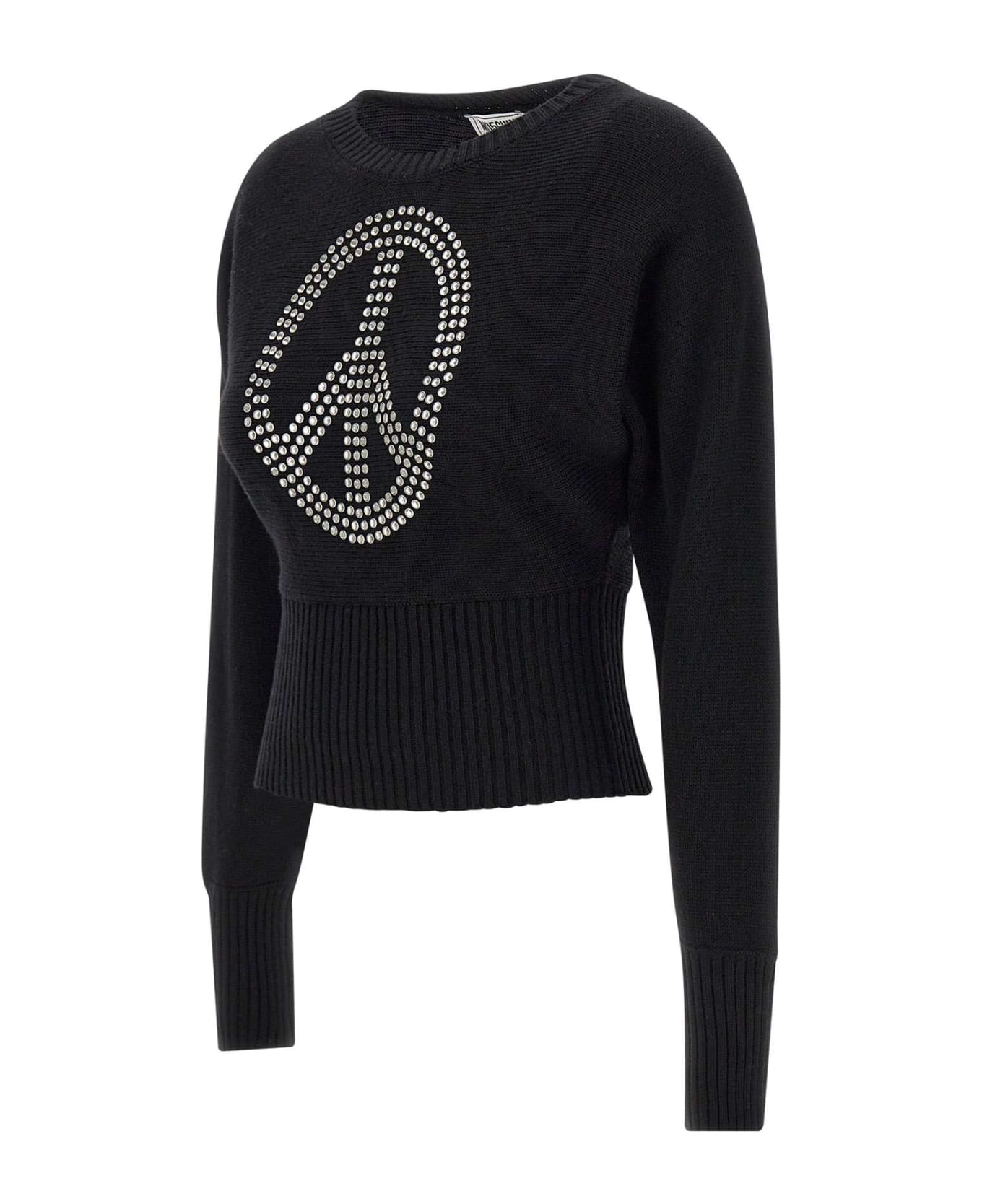 M05CH1N0 Jeans 'peace Symbol' Wool Blend Pullover - Black
