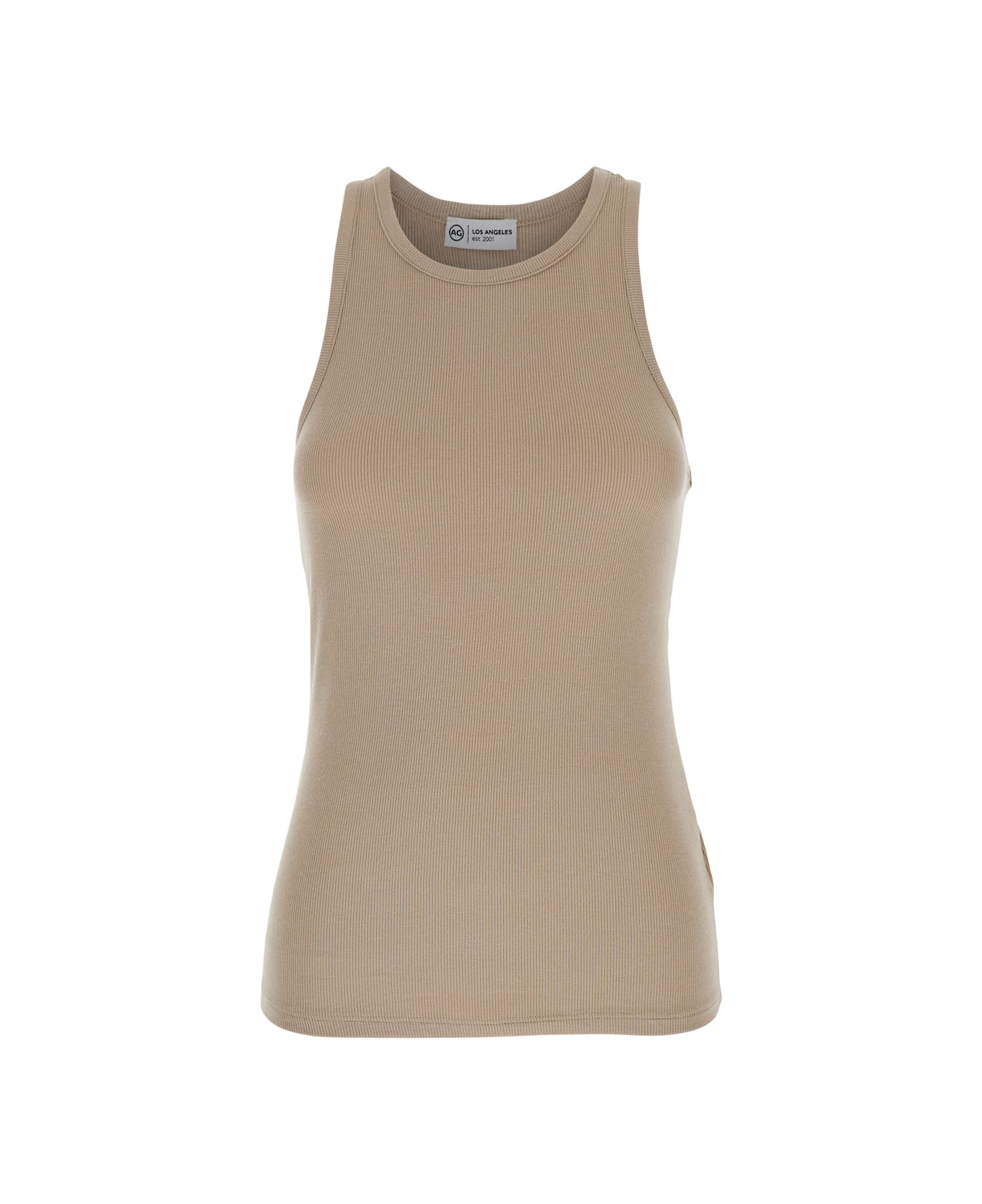 AG Jeans Beige Top With Logo Printed On The Back In Modal Blend Woman - Beige