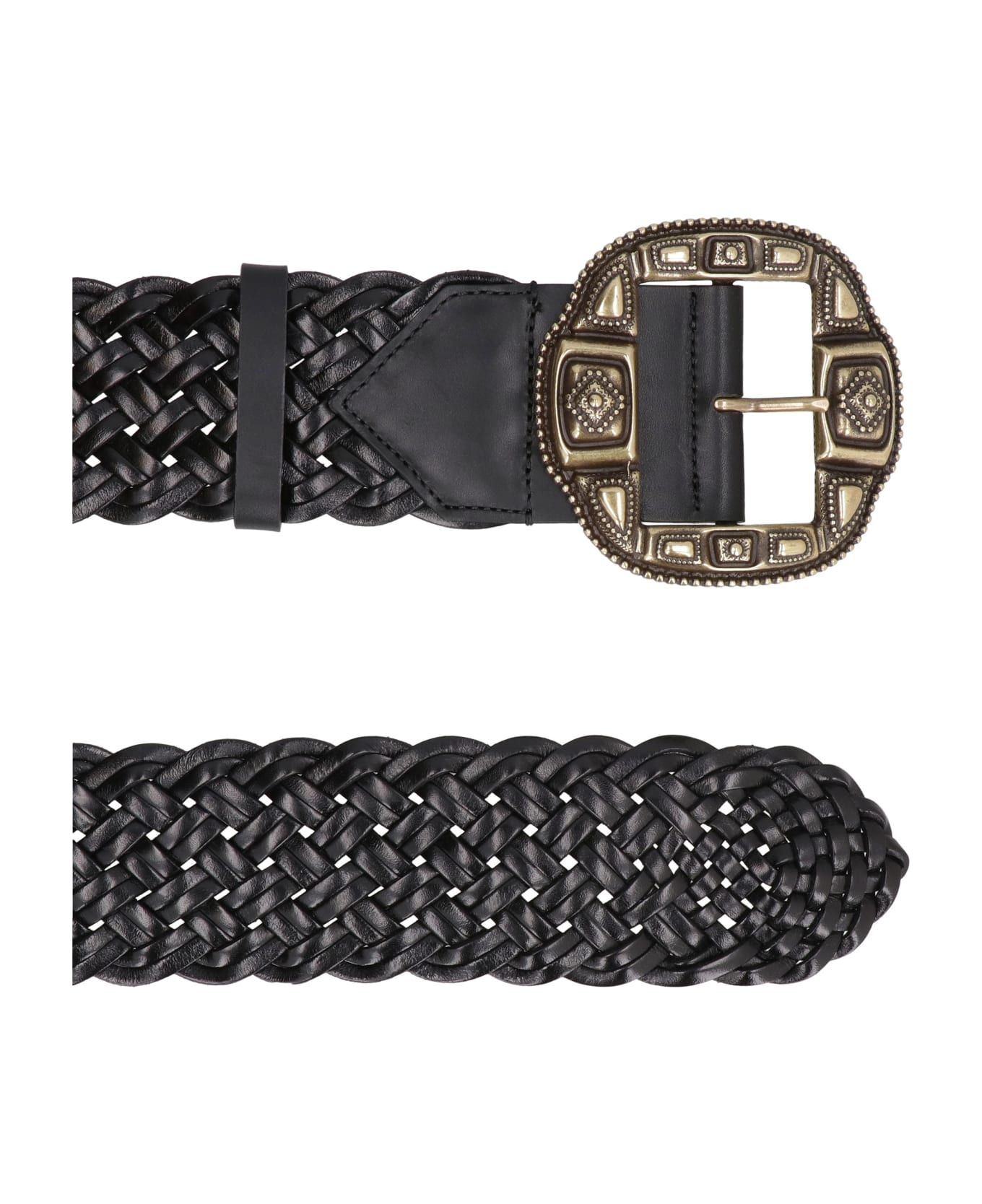 Etro Leather Braided Belt - black