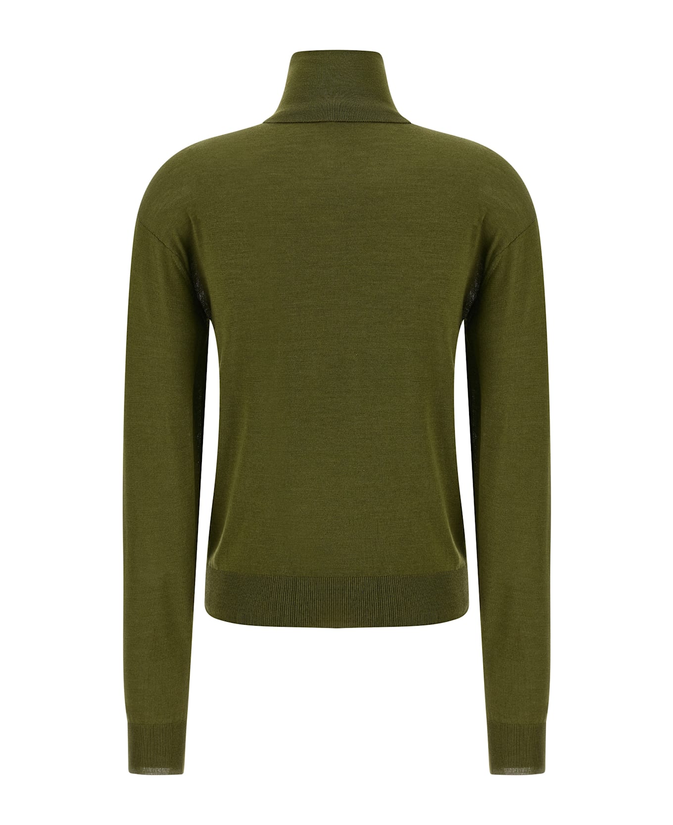 Saint Laurent Silk Cashmere Turtleneck Sweater - GREEN