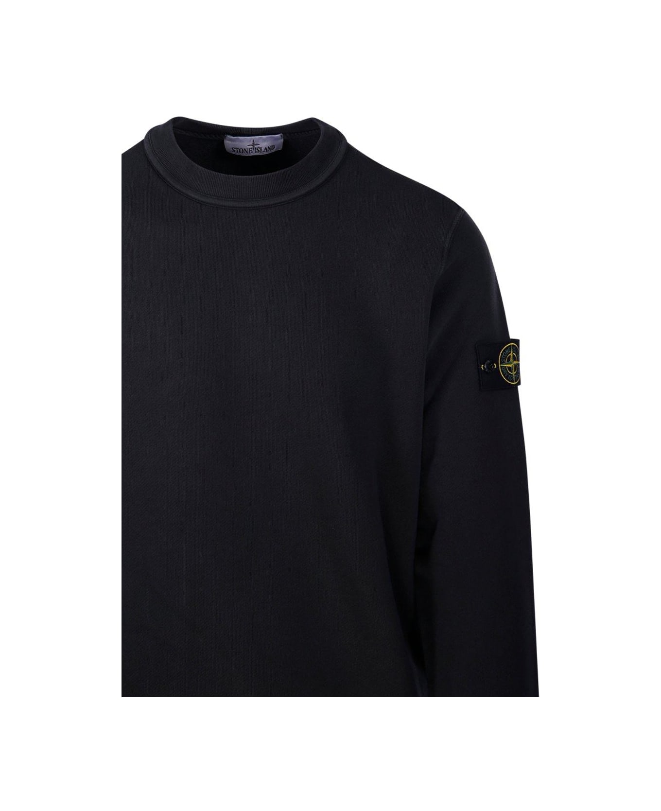 Stone Island Logo Patch Crewneck Sweatshirt - Black