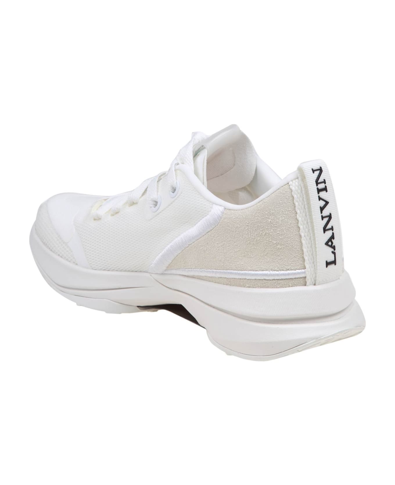 Lanvin Runner Sneakers In White Mesh - White/White