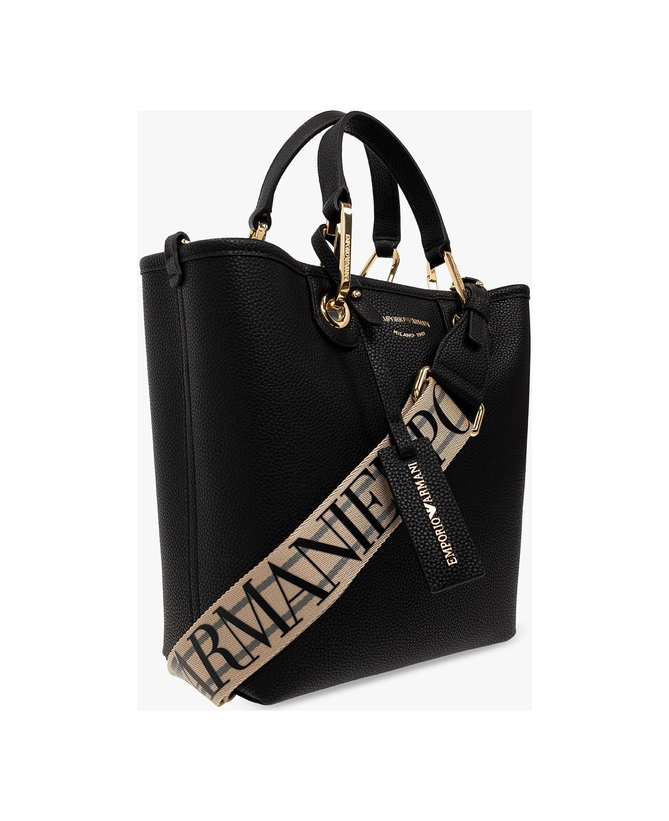 Emporio Armani Shopper Bag With Logo - BLACK トートバッグ