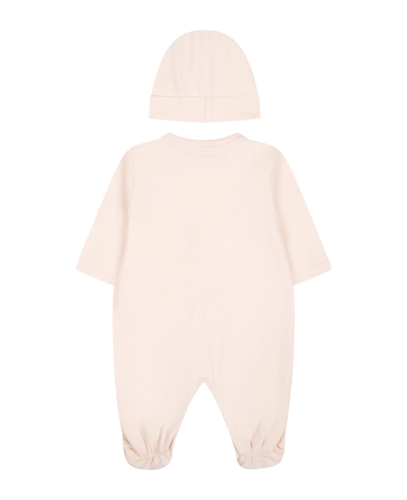 Chloé Pink Set For Baby Girl With Logo - Salmone