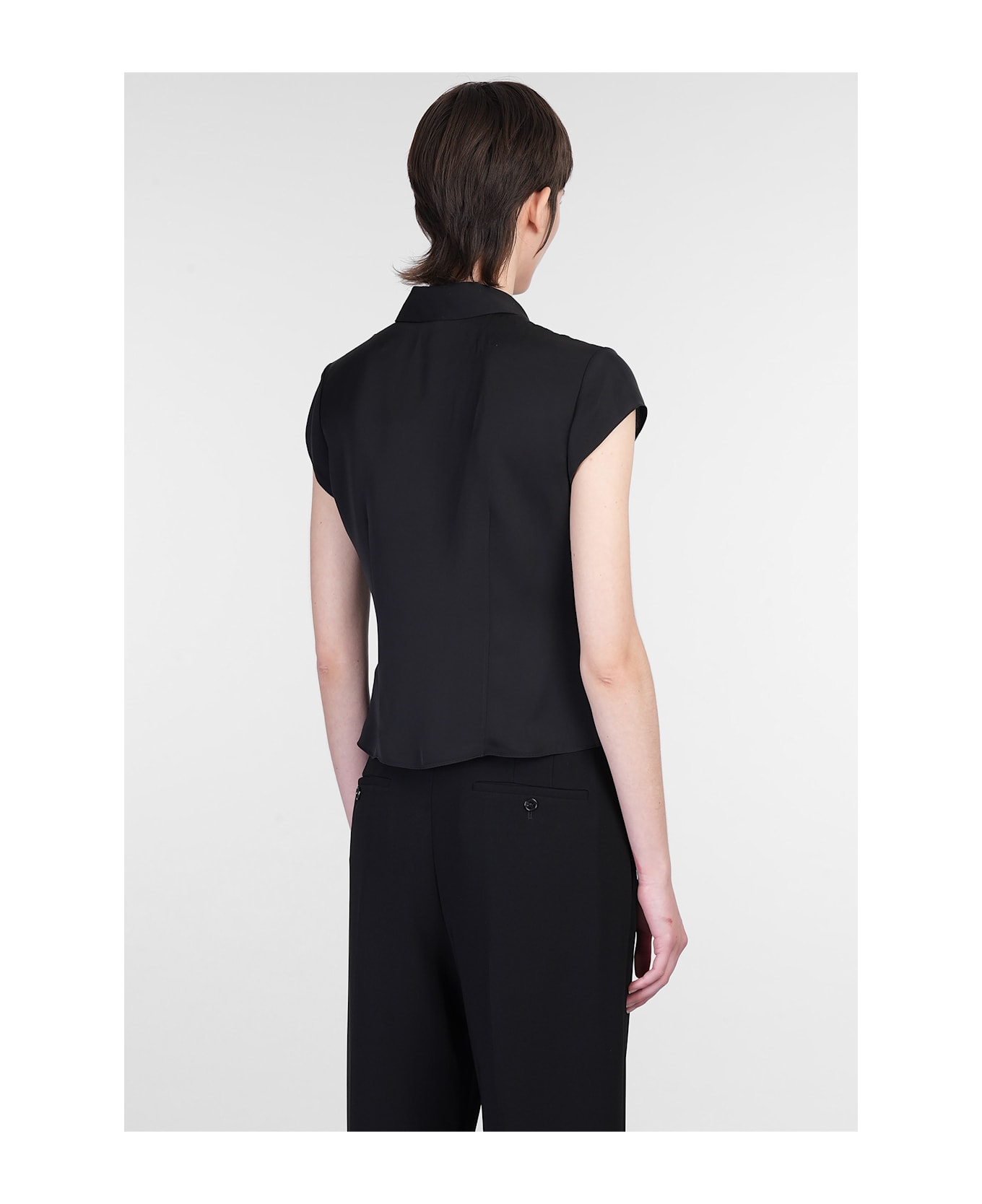 Theory Shirt In Black Silk - black