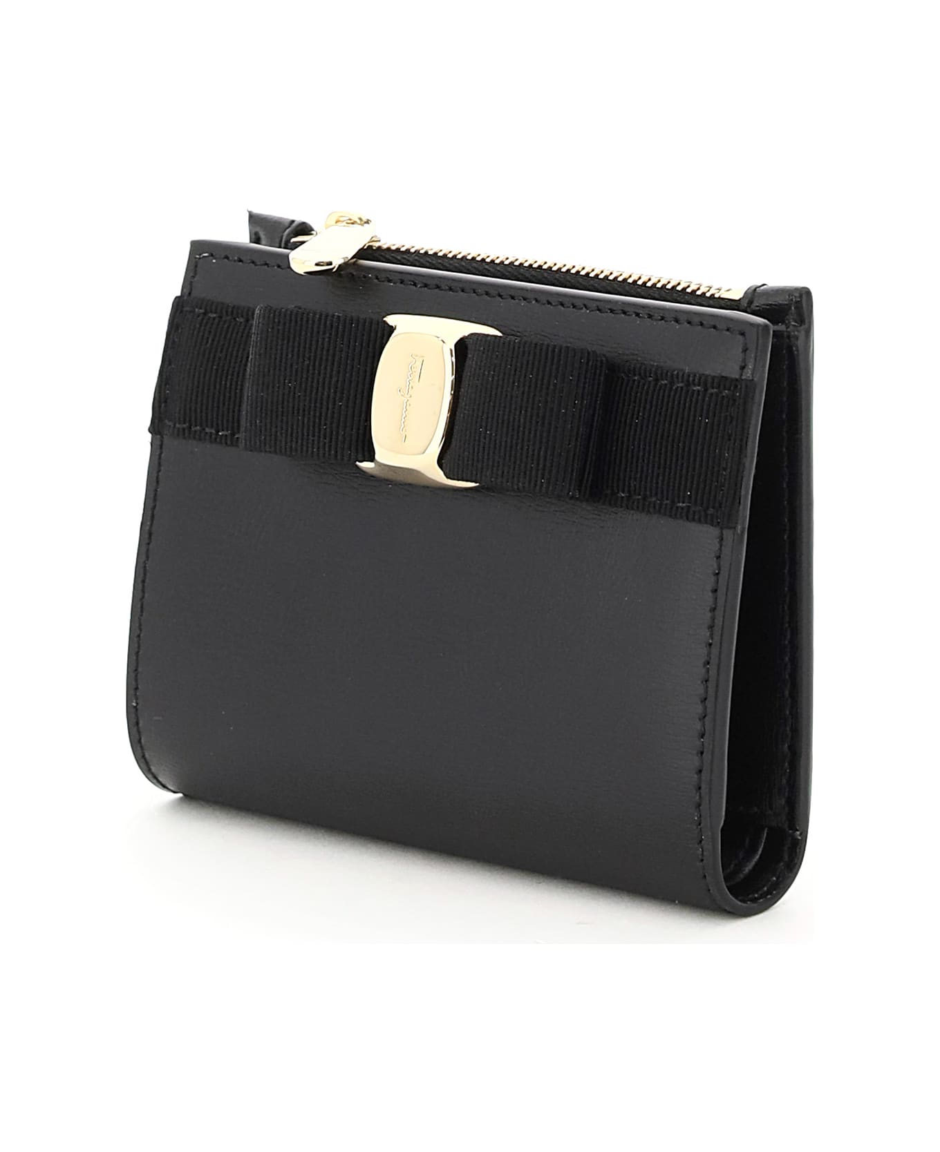 Ferragamo Vara Bow Compact Wallet - BLACK